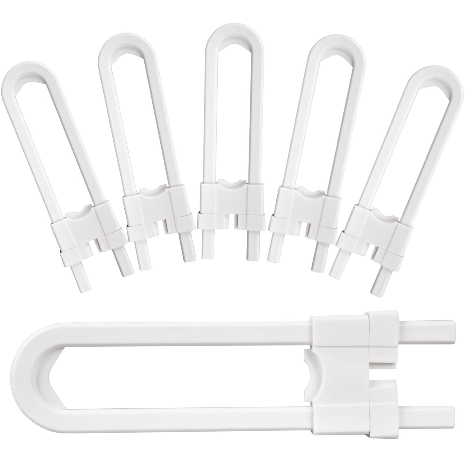 6 Pack Sliding Cabinet Locks - Child Safety U Shape Latches for Kitchen, Bathroom & Cupboard Doors | Baby Proofing Cabinet Handles & Knobs | Secure Storage for Homes with Toddlers