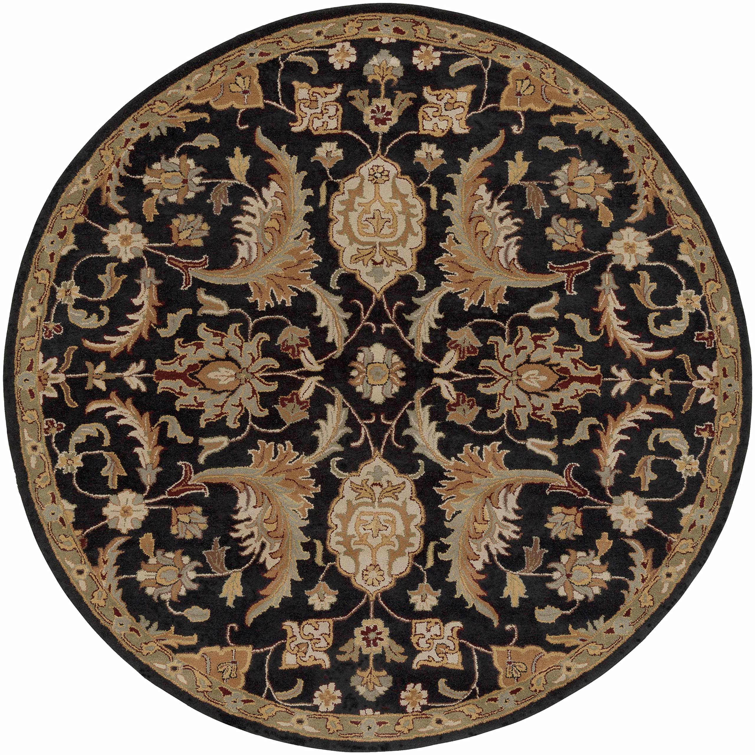 Premium Hauteloom Blomkest Wool Area Rug 4' x 6' – Soft Traditional Design in Black, Purple & Beige – Perfect for Living Room & Bedroom Decor – Cozy Home & Office Floor Covering