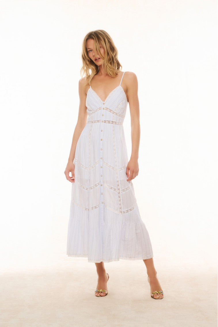 Esilda Women's Cotton Midi Dress - Flowy Summer Casual Dress with Short Sleeves for Beach, Vacation, and Everyday Wear