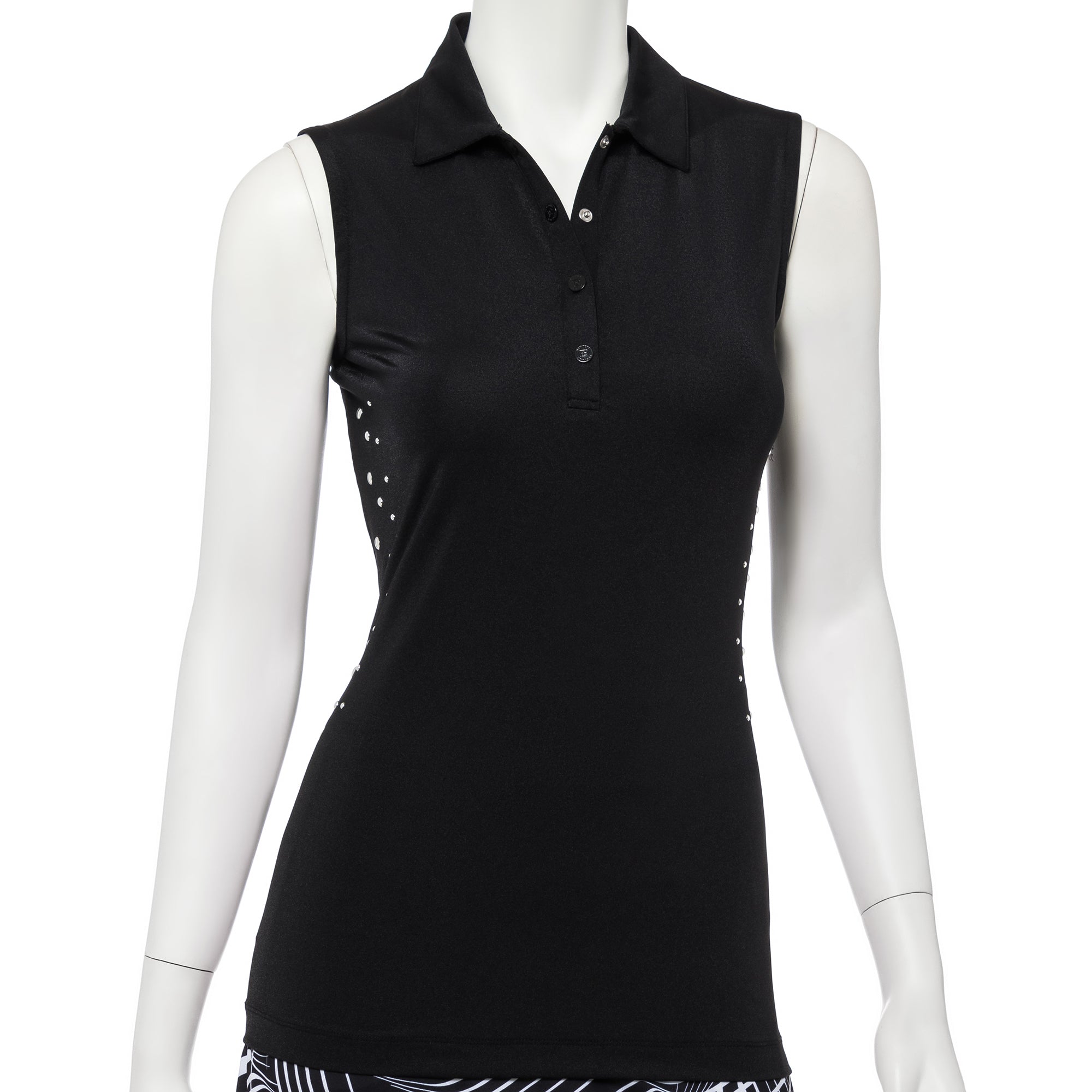 EP NY Work It Metallic Trim Women's Sleeveless Golf Polo Shirt - Stylish & Breathable for Golf, Tennis & Casual Wear