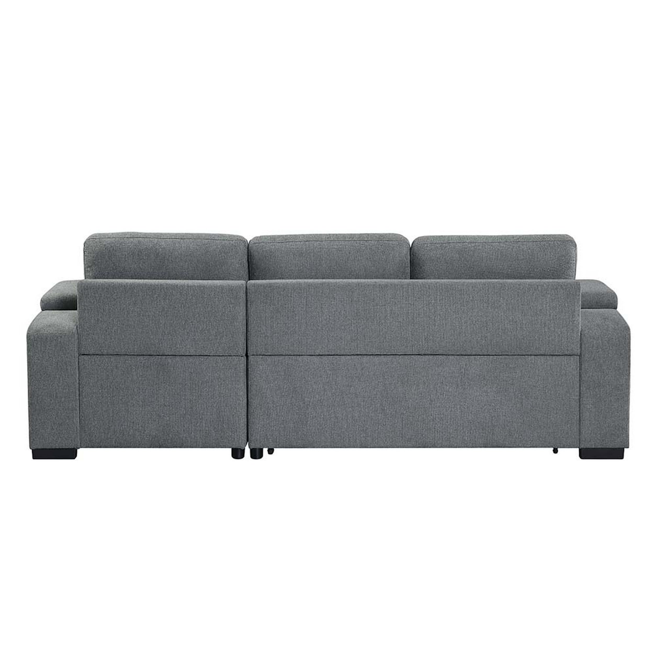 Benjara 99 Inch Sectional Sofa with Storage Chaise & Pull Out Bed - Gray Fabric Upholstered Convertible Sleeper Sofa for Small Spaces | Perfect for Apartments, Living Rooms & Guest Rooms