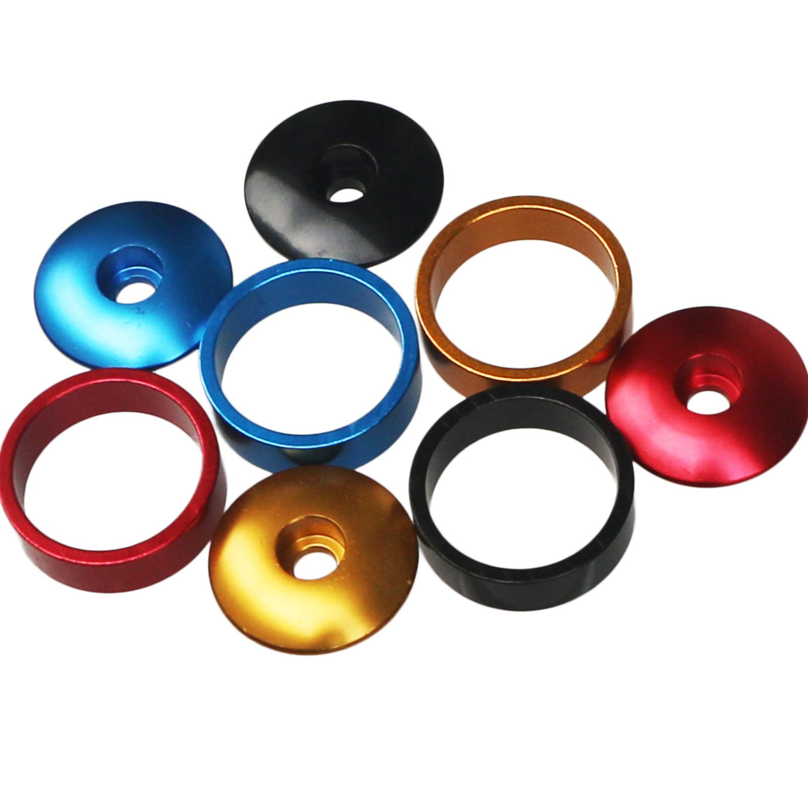 GANOPPER 1 1/8 Inch Headset Spacer with Stem Top Cap - Black, Red, Blue, Gold (4 Colors) - Bike Headset Spacers for MTB, Road Bikes & BMX - Durable Aluminum Alloy Cycling Components