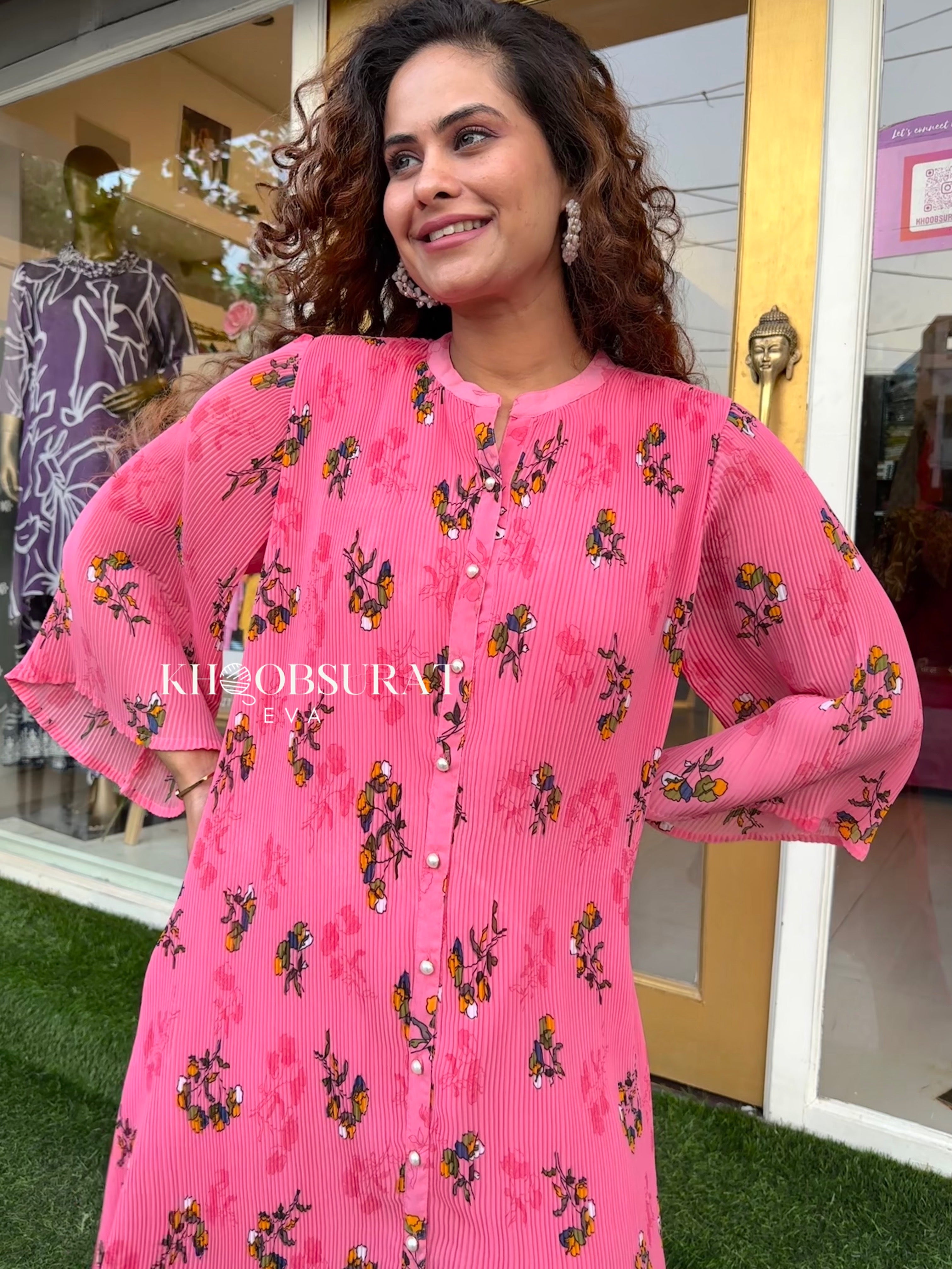 BLOSSOM PINK COORDINATE SET Women's 2-Piece Outfit - Floral Print Loungewear for Spring, Summer Casual Wear & Vacation Outfits
