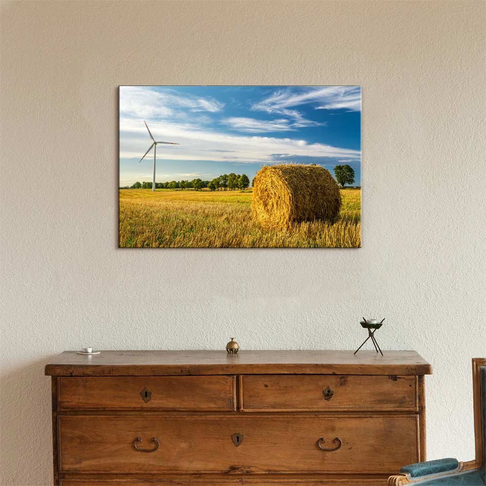 Windmill on Autumn Field Canvas Wall Art - 16x24 Inch Stretched Gallery Wrap Ready to Hang | Modern Home Decor for Living Room, Bedroom & Office | Giclee Printed Scenery Landscape Painting