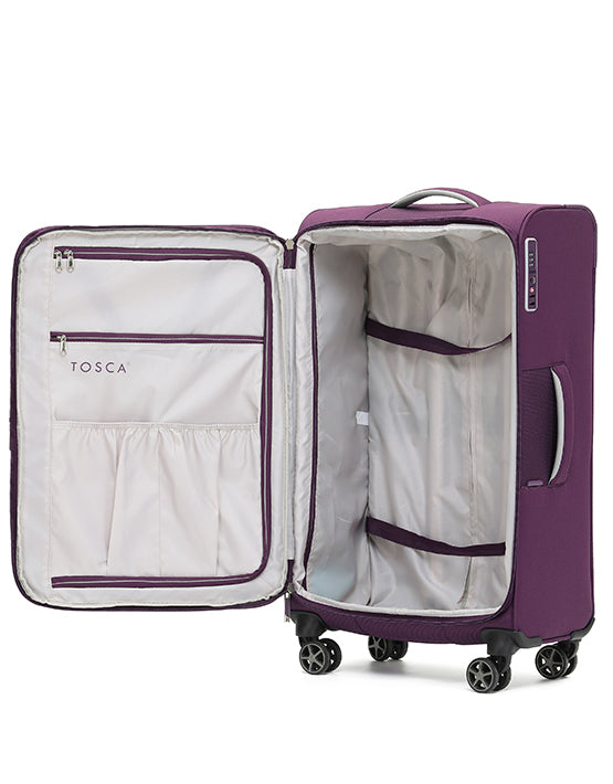 Tosca TCA720 Vega 21-Inch Small Spinner Luggage - Lightweight Carry-On Suitcase with 360° Spinner Wheels, Perfect for Business Travel & Weekend Getaways (Plum Color)