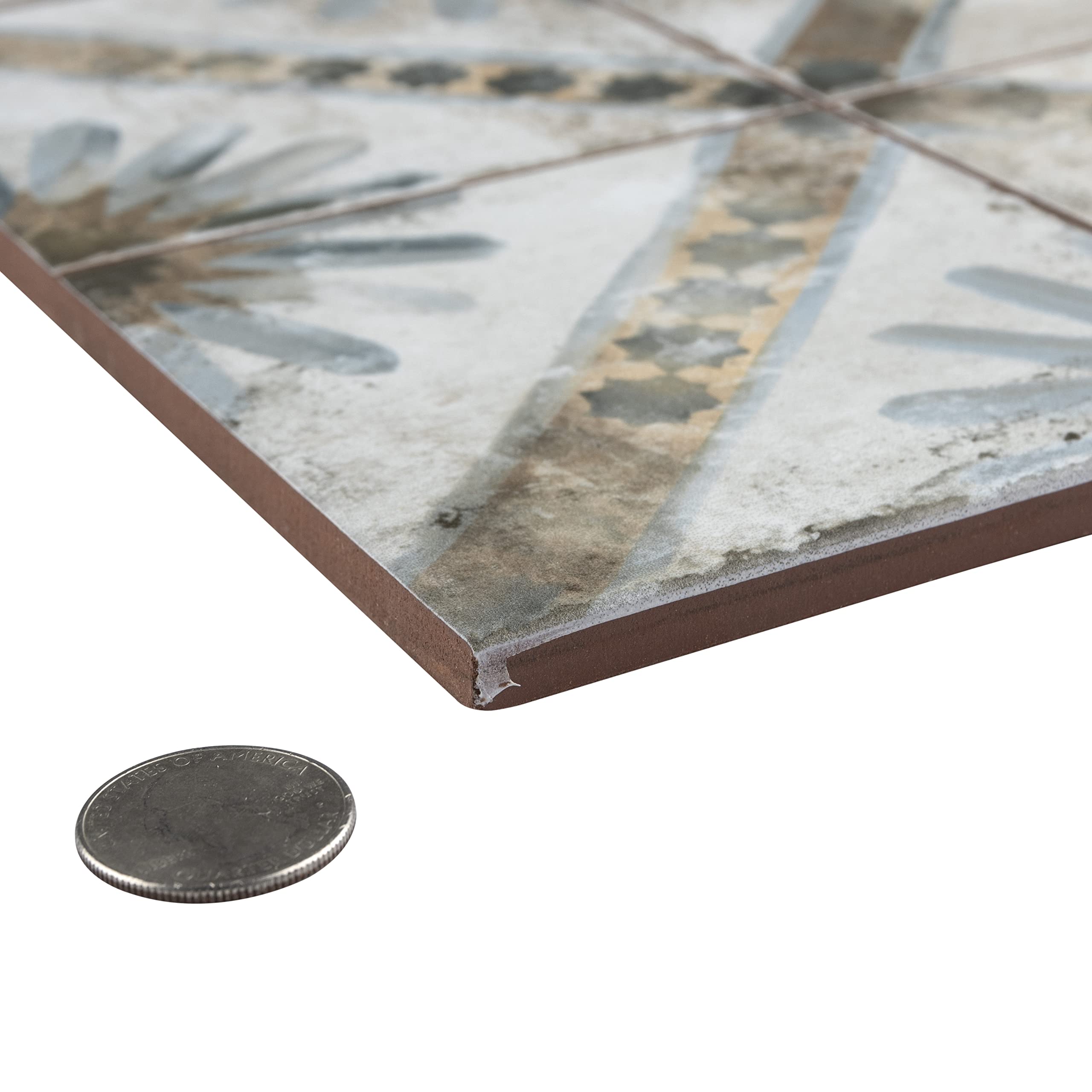 Merola Tile Harmonia Kings Marrakech Blue 13x13 Inch Ceramic Floor and Wall Tile - Perfect for Bathroom, Kitchen Backsplash, and Living Room Decor