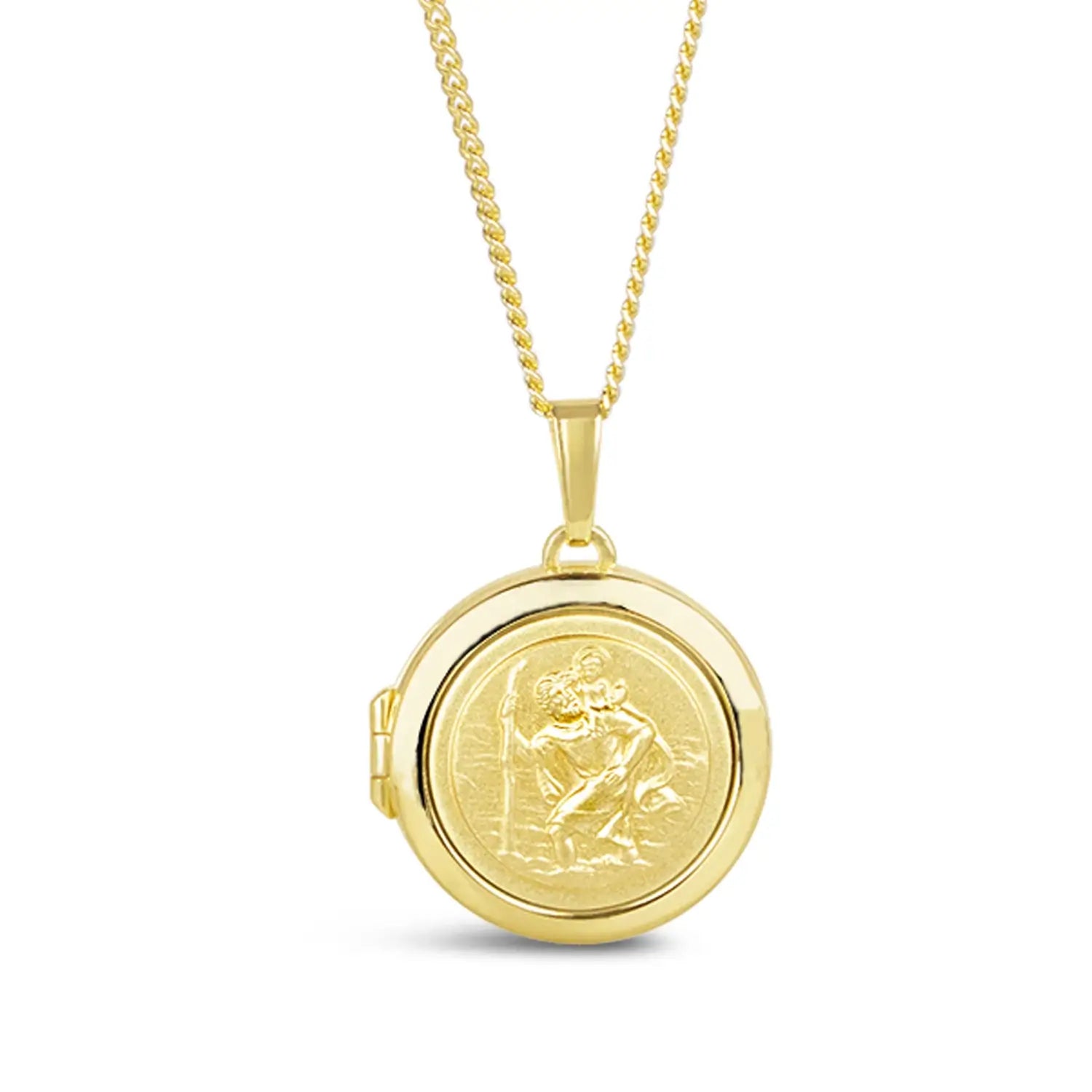 St. Christopher Pendant Necklace for Men - 14K Gold Religious Jewelry - Perfect for Travel Protection & Gifts