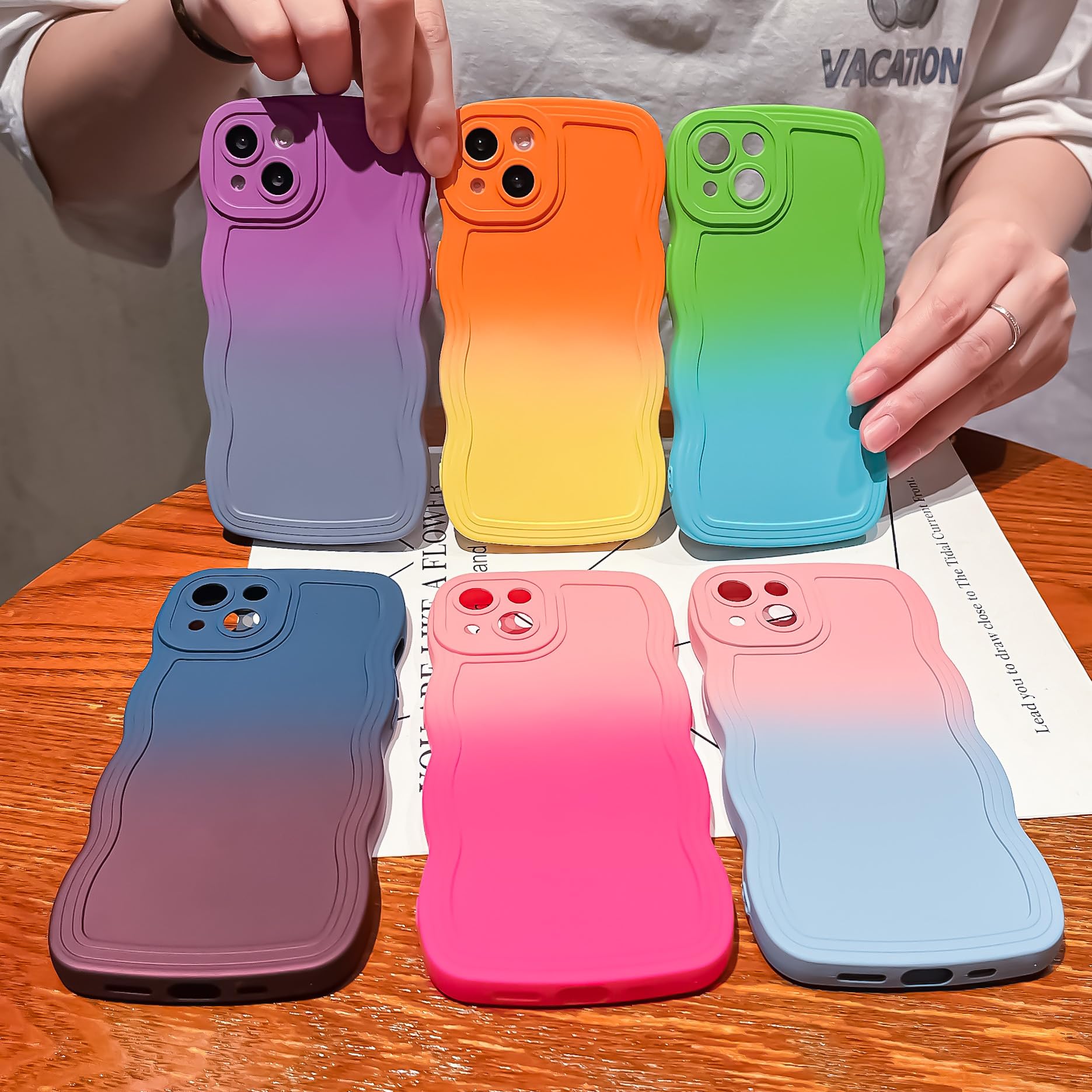 Funny Cute Kawaii iPhone 11 Case with Curly Wave Frame - Soft TPU Shockproof Protective Phone Cover for Women & Girls (Gradient Blue) | Perfect Gift for Birthday, Christmas & Daily Use