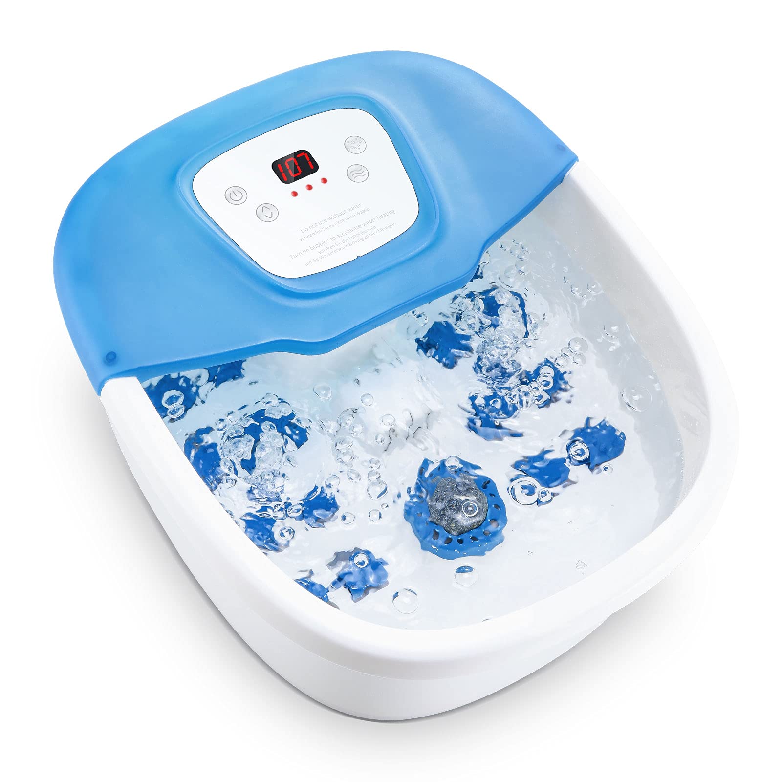 Electric Foot Spa Massager with Fast Heating & Bubbles - 16 Rollers, Pedicure Stone & Digital Temp Control - Perfect for Relaxation, Home Spa & Foot Care
