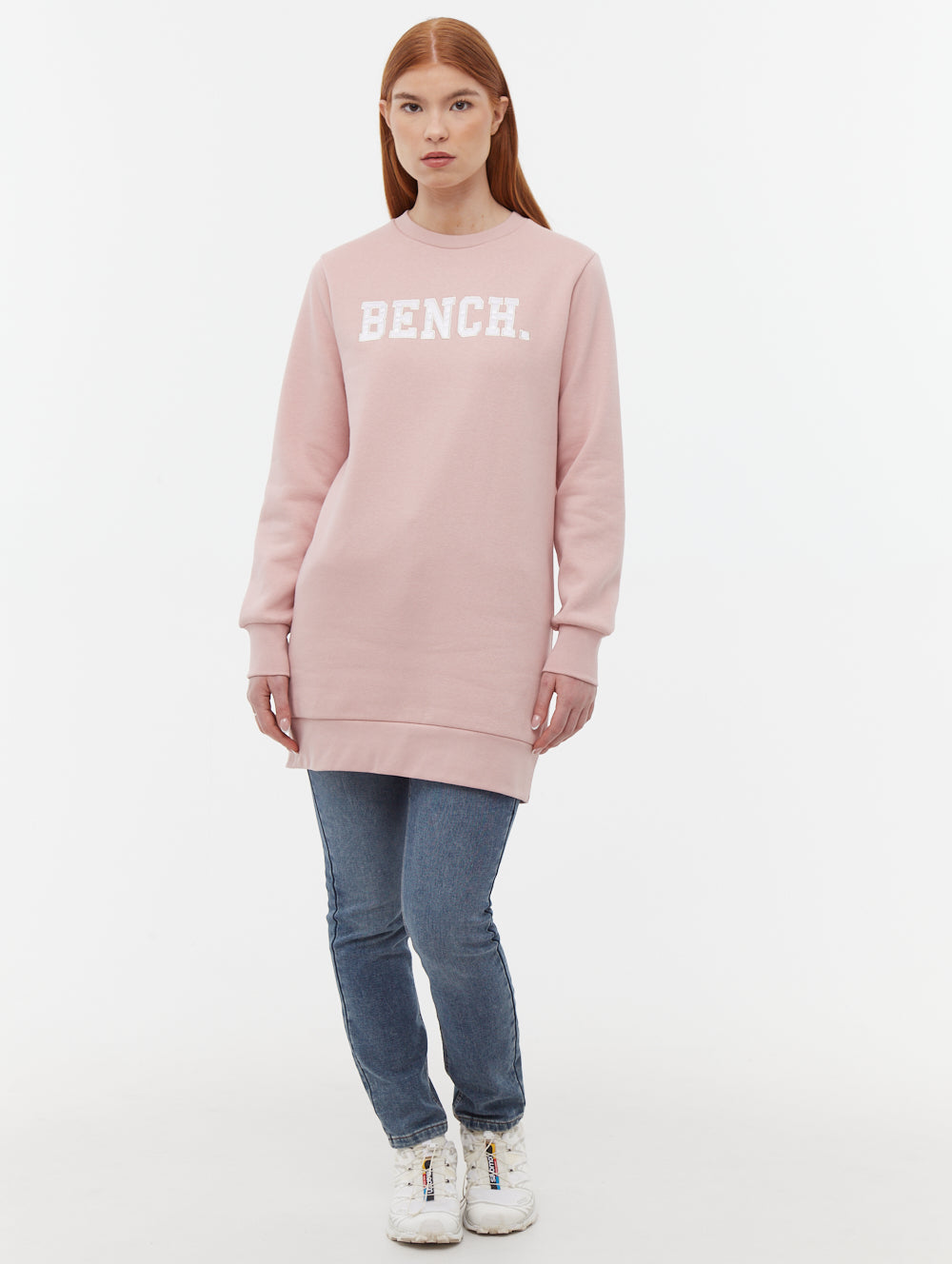Urlenne Collegiate Logo Crew Neck Sweatshirt Dress - Women's Casual Pullover Sweater Dress for College, Lounge & Streetwear Fashion
