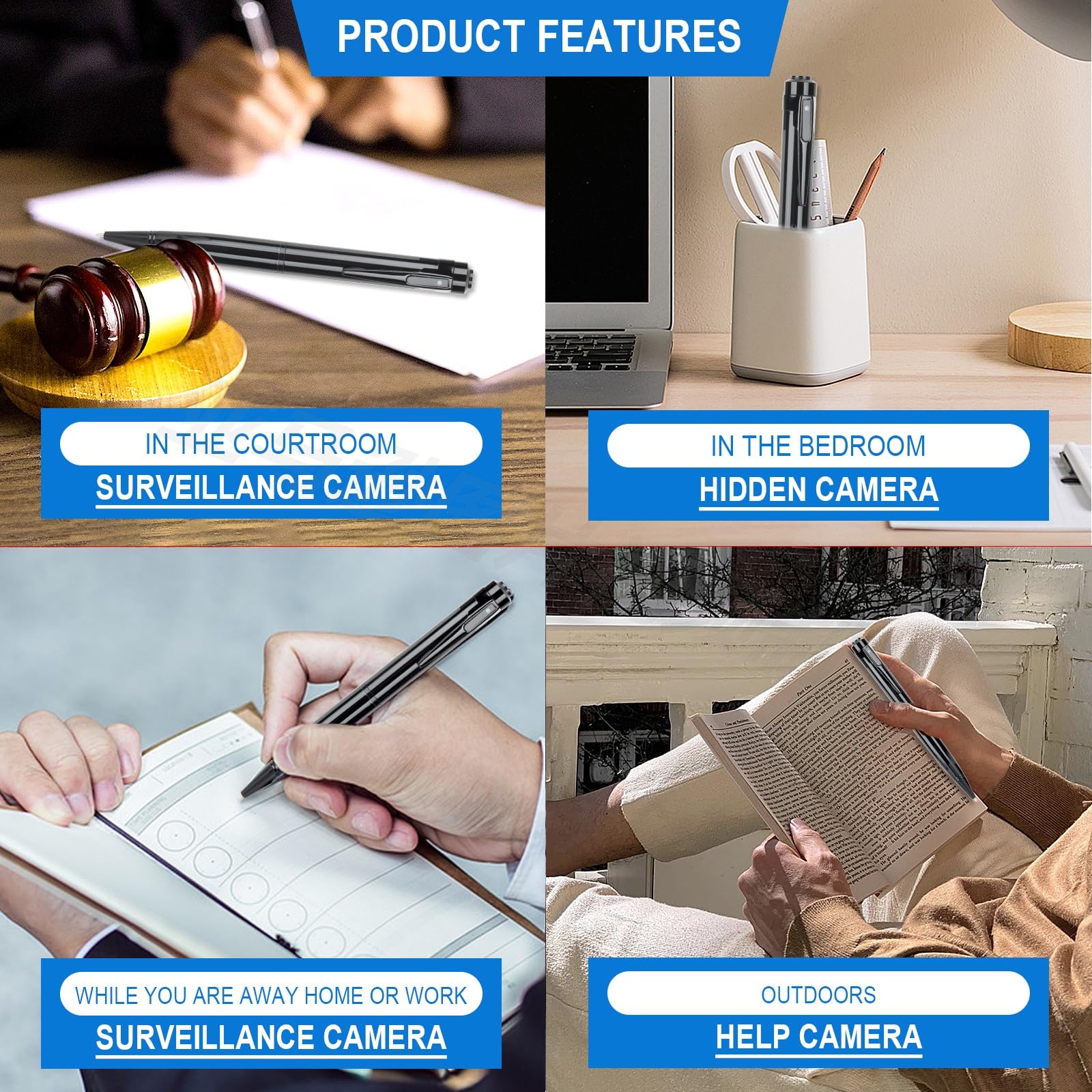Mini Spy Camera Pen HD 1080P - Hidden Body Camera for Business Meetings & Security | Supports 256GB SD Card