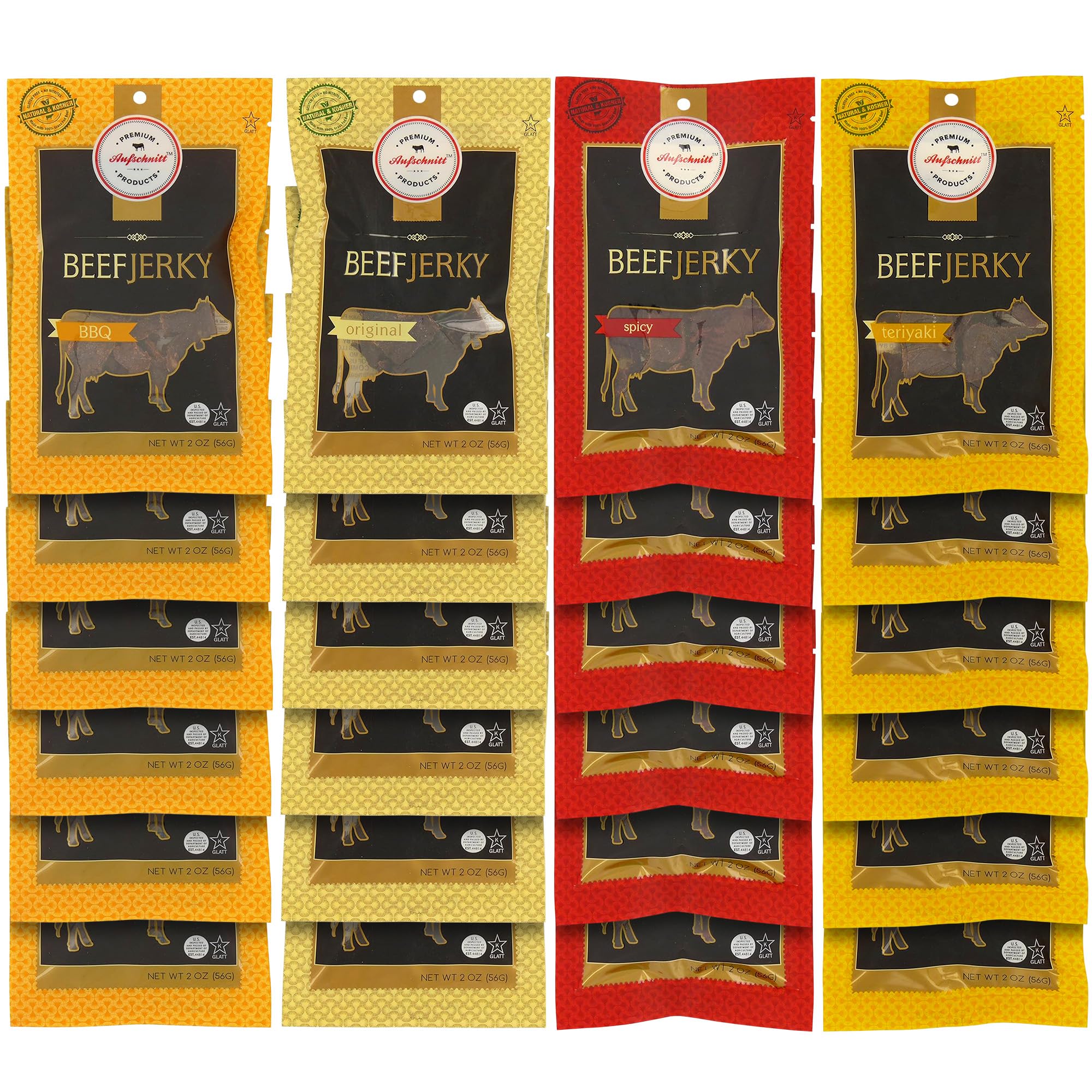 Premium Grass Fed Beef Jerky - Low Sodium, Kosher Certified, Keto & Halal Friendly - 24 Pack Variety Assortment - Perfect for Snacking, Hiking, Travel & Protein Boost - Made in USA