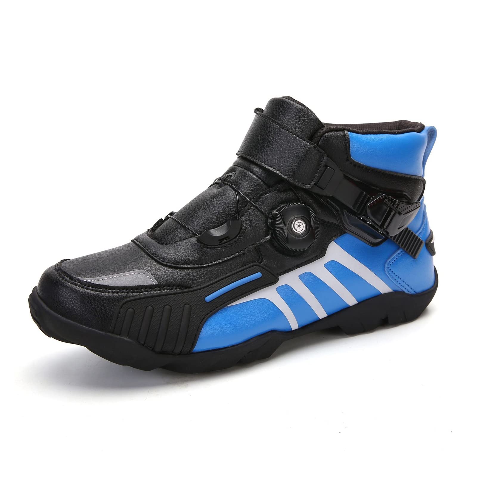 Men's Breathable Motorcycle Boots - Anti-Slip Protective Ankle Sneakers for Riding & Outdoor Activities | Comfortable Blue Biker Shoes (Size 28cm) - Perfect for Motorcycle Enthusiasts, Commuters & Adventure Seekers