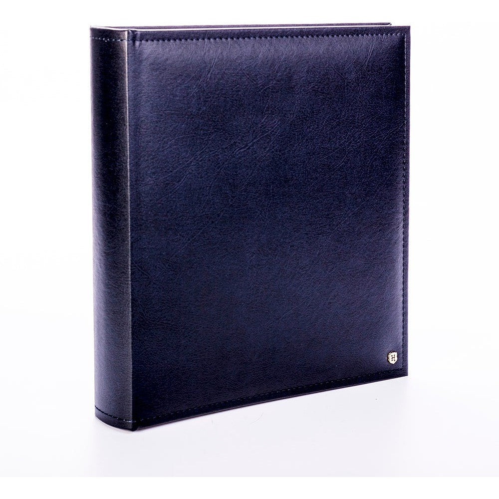 Henzo LONZO Premium Black Photo Album 28x30.5cm (11x12 Inches) with Blue Interior - Perfect for Wedding, Baby & Family Memory Scrapbooking