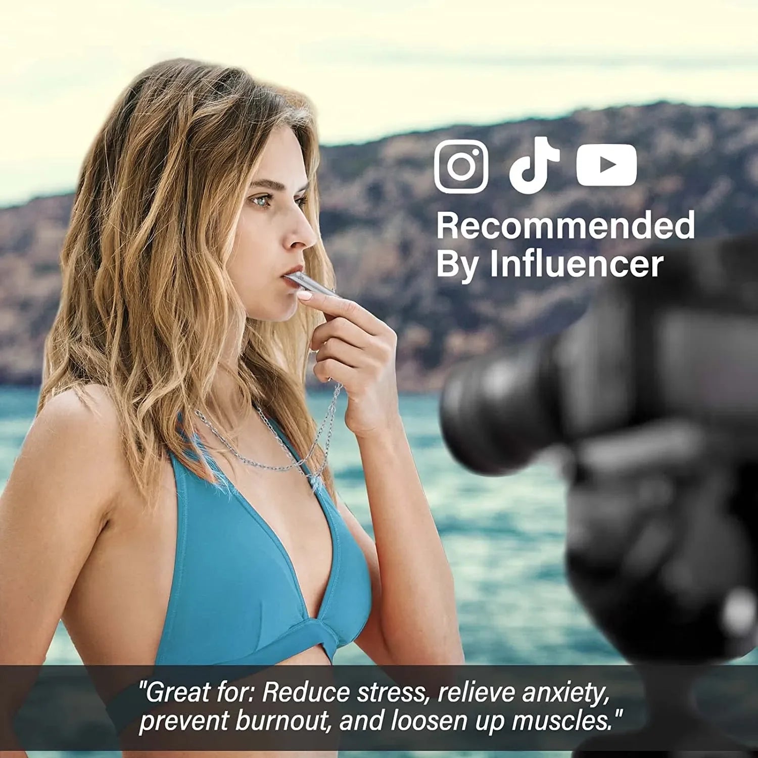 Stainless Steel Anxiety Relief Breathing Necklace for Women - Calming Stress & Anxiety Jewelry - Perfect for Meditation, Yoga, and Daily Wear