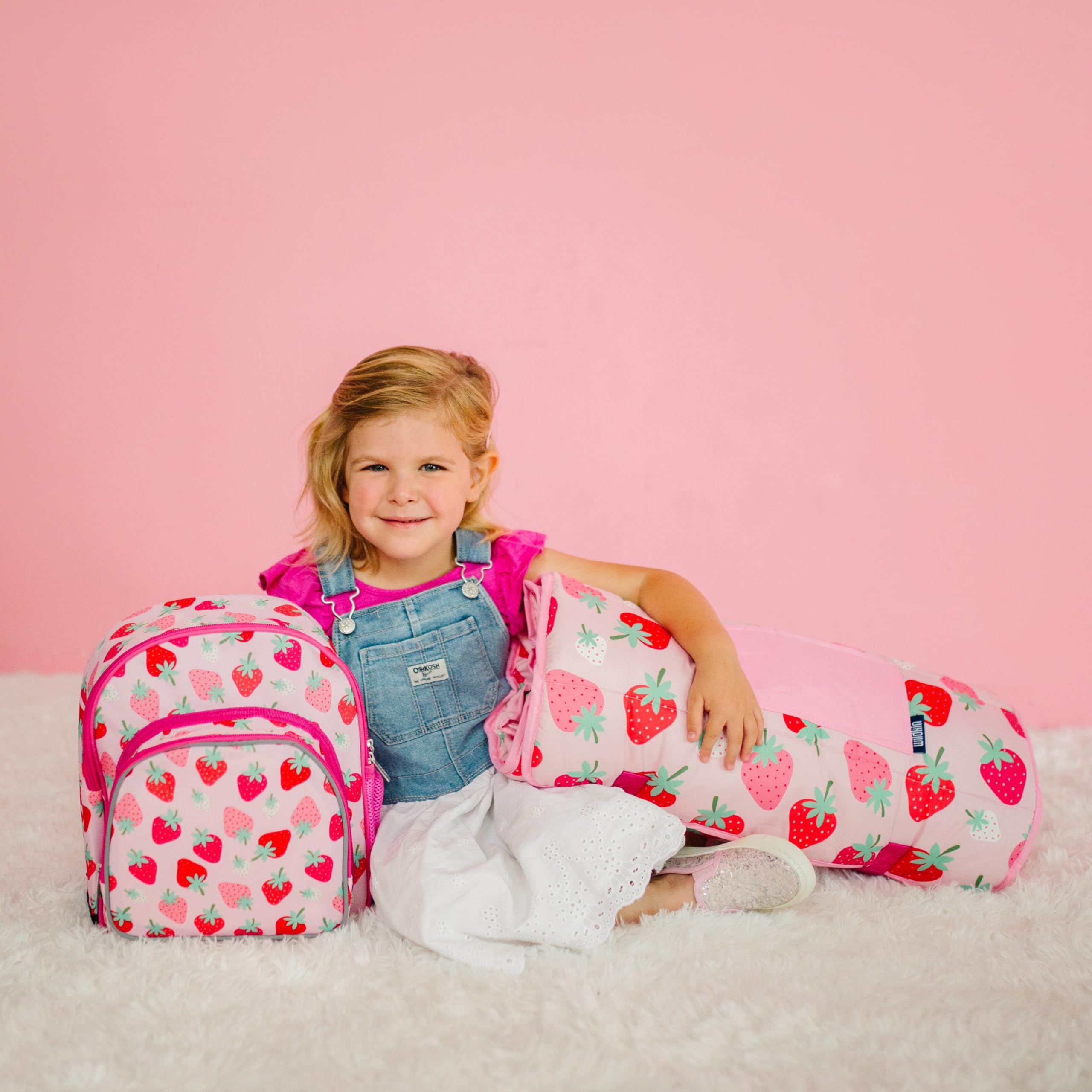 Wildkin 12-inch Kids Backpack for Boys & Girls - Padded Adjustable Shoulder Straps, Lightweight School Bag for Daycare, Preschool & Travel - Durable Strawberry Patch Design - Perfect for School, Outings & Daily Use