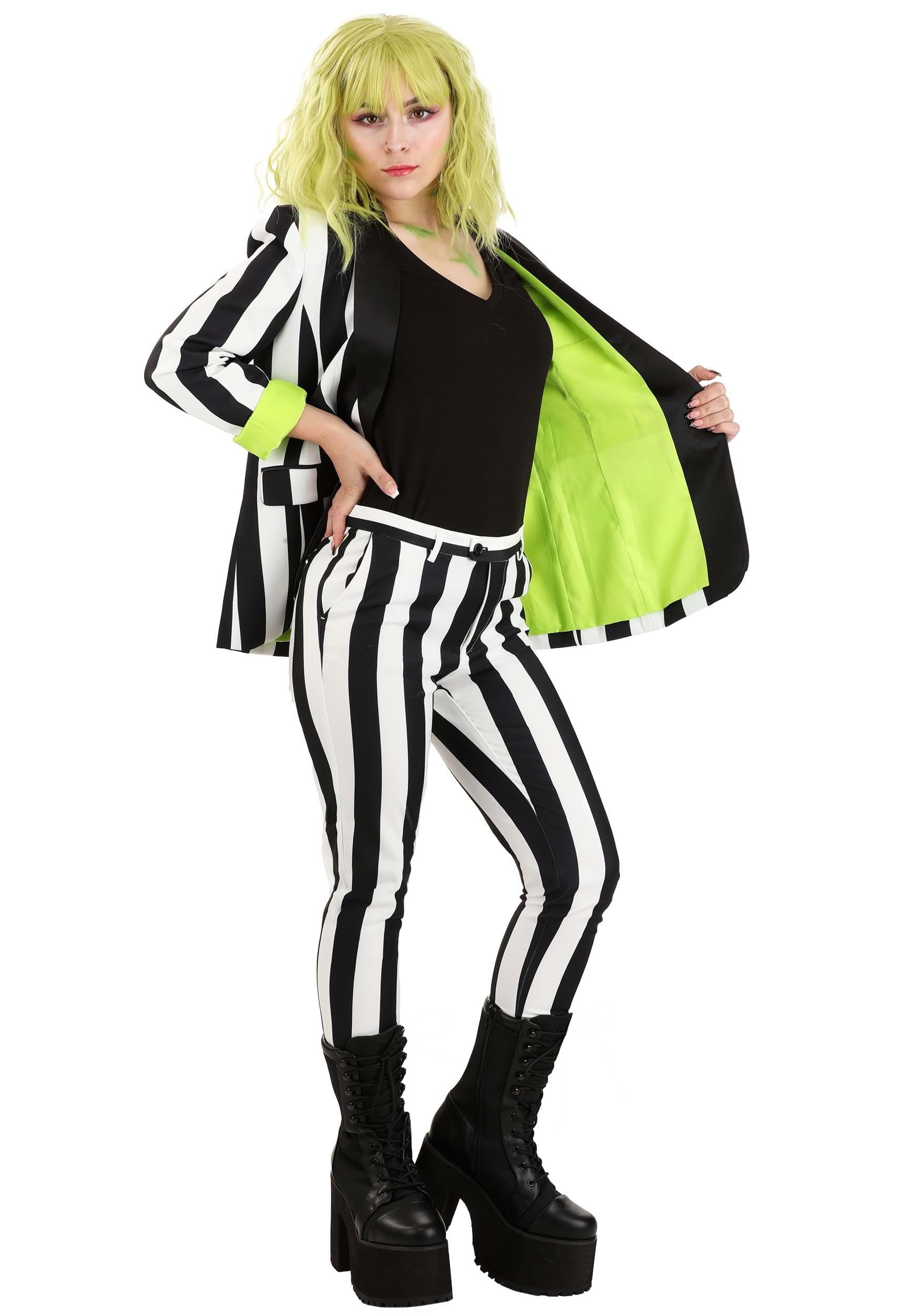 Women's Beetlejuice Print Blazer - Halloween Costume Jacket for Cosplay, Dress Up Parties & Themed Events | Official Movie Inspired Fashion