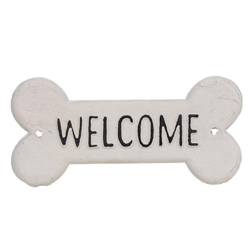 Vintage Metal Dog Bone Welcome Sign - Rustic Home Decor for Pet Lovers - Perfect for Front Porch, Garden, or Dog House Decor