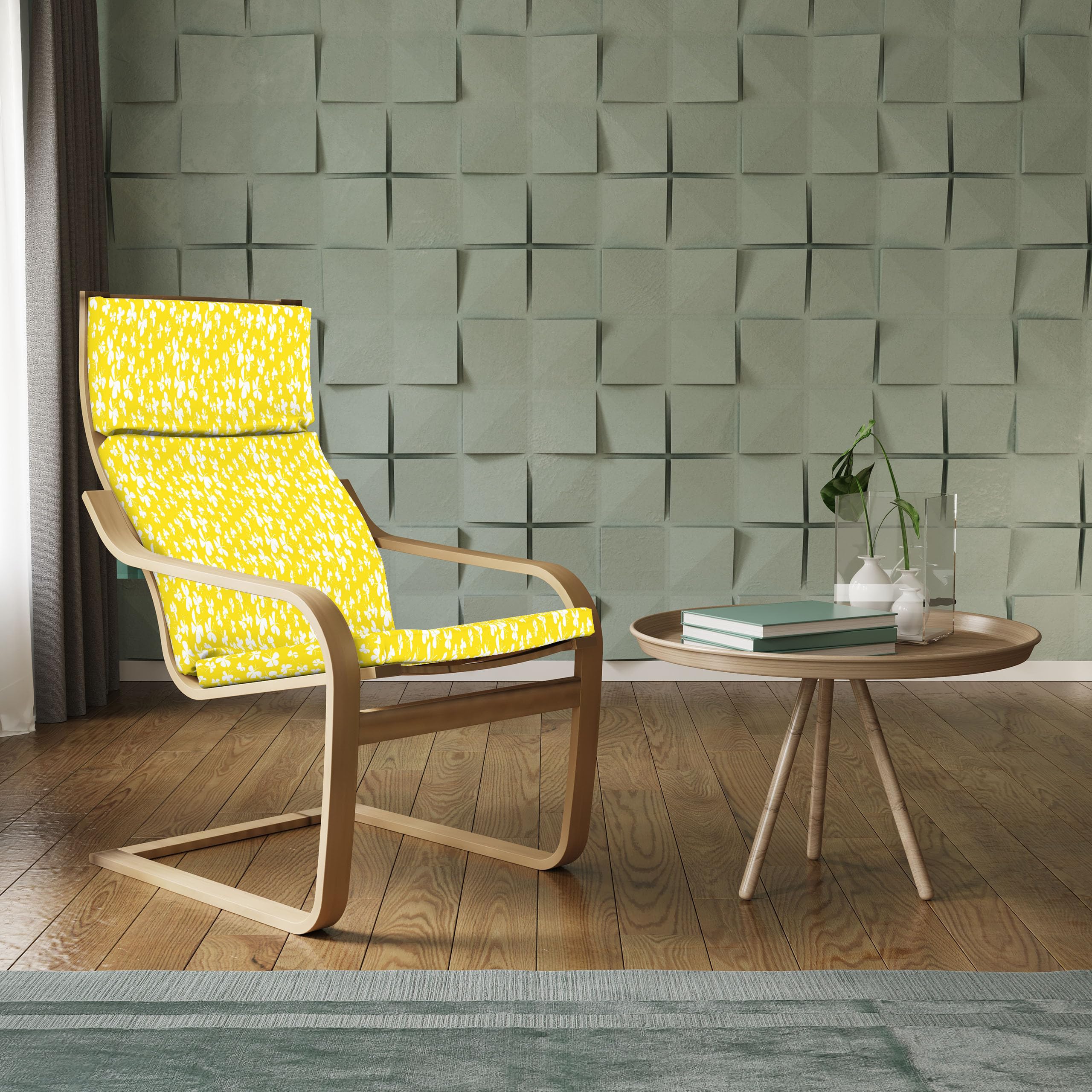 Ambesonne Yellow White Armchair Slipcover - Butterfly Design for Home Decor