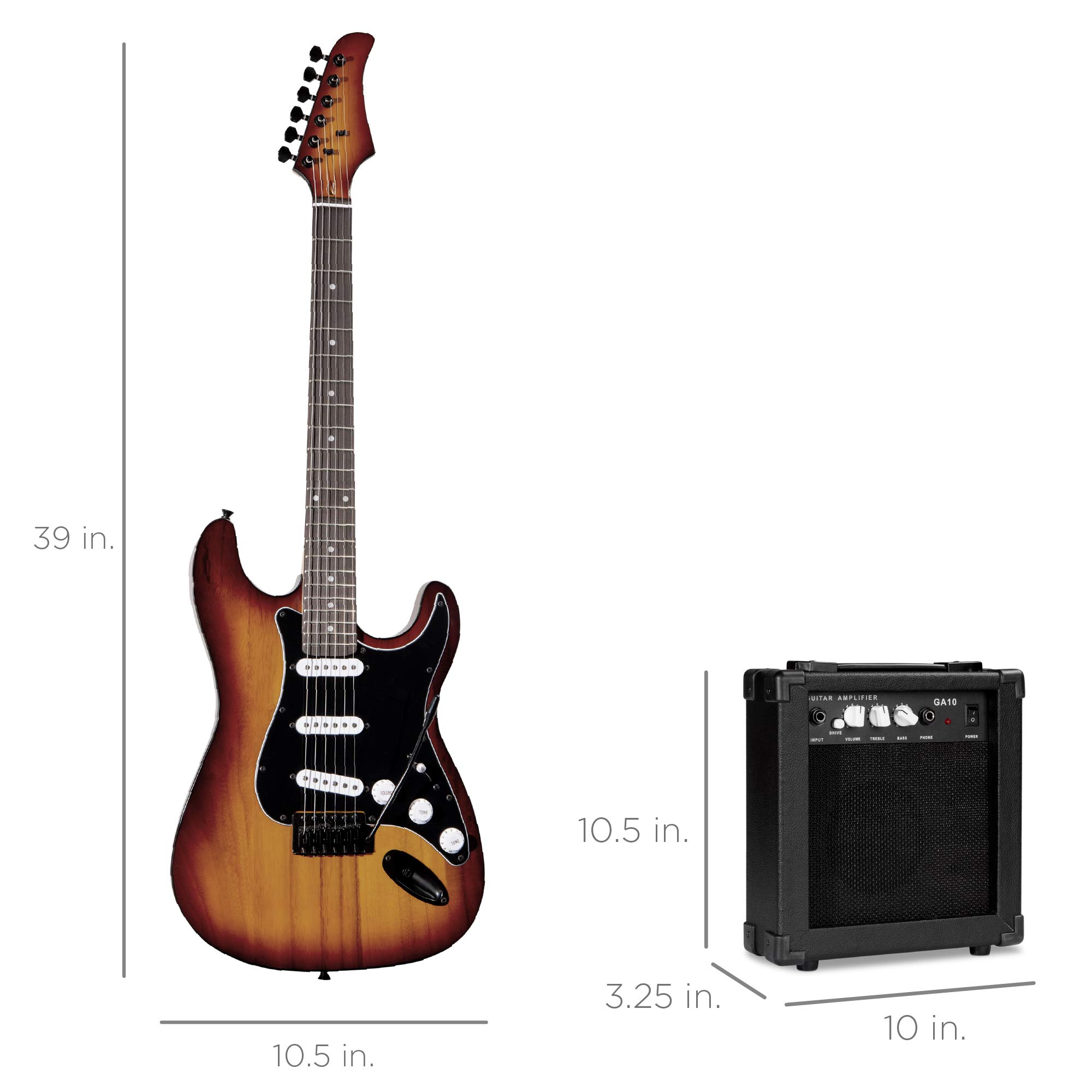 Best Choice Products 39-inch Full Size Beginner Electric Guitar Starter Kit with Case, Strap, 10W Amp, Strings, Pick & Tremolo Bar - Bourbon Finish | Perfect for Beginners, Practice, Live Performances & Home Studio Recording