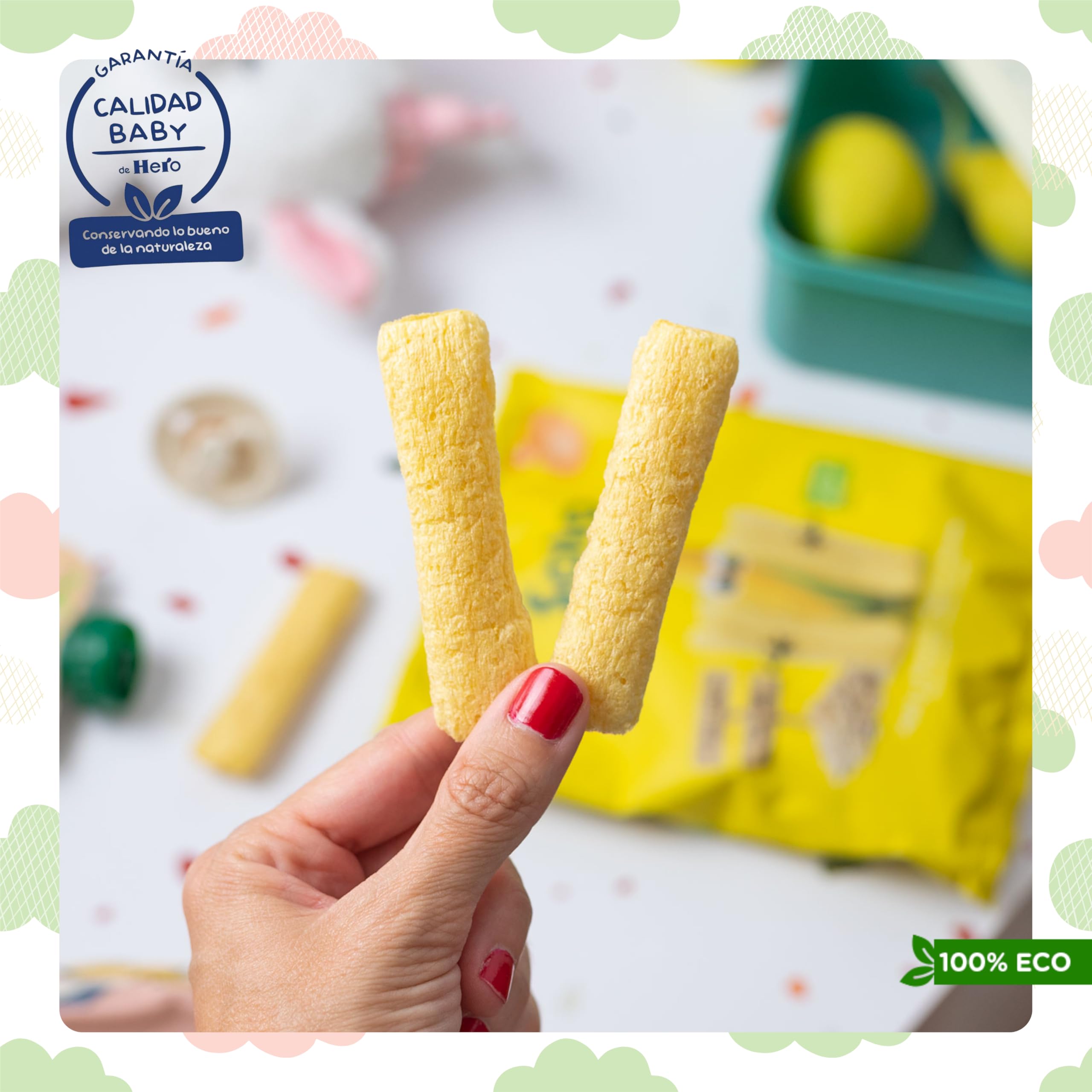 Hero Solo - Organic Corn & Oat Snacks for Babies 8+ Months, 100% Natural, Sugar-Free, Gluten-Free, No Additives, Eco-Friendly - 5x25g Pack - Perfect for On-the-Go Healthy Snacking & Baby Food