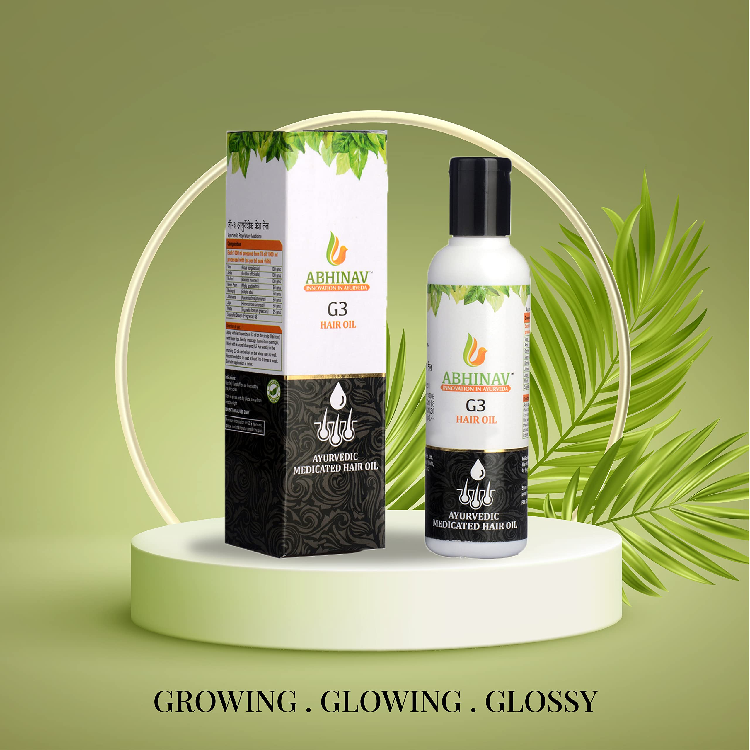Abhinav G3 Hair Oil - Reduces Hair Fall & Prevents Greying, Nourishes Hair & Scalp (Pack of 2) | Promotes Healthy Hair Growth for Men & Women | Perfect for Daily Hair Care & Scalp Massage