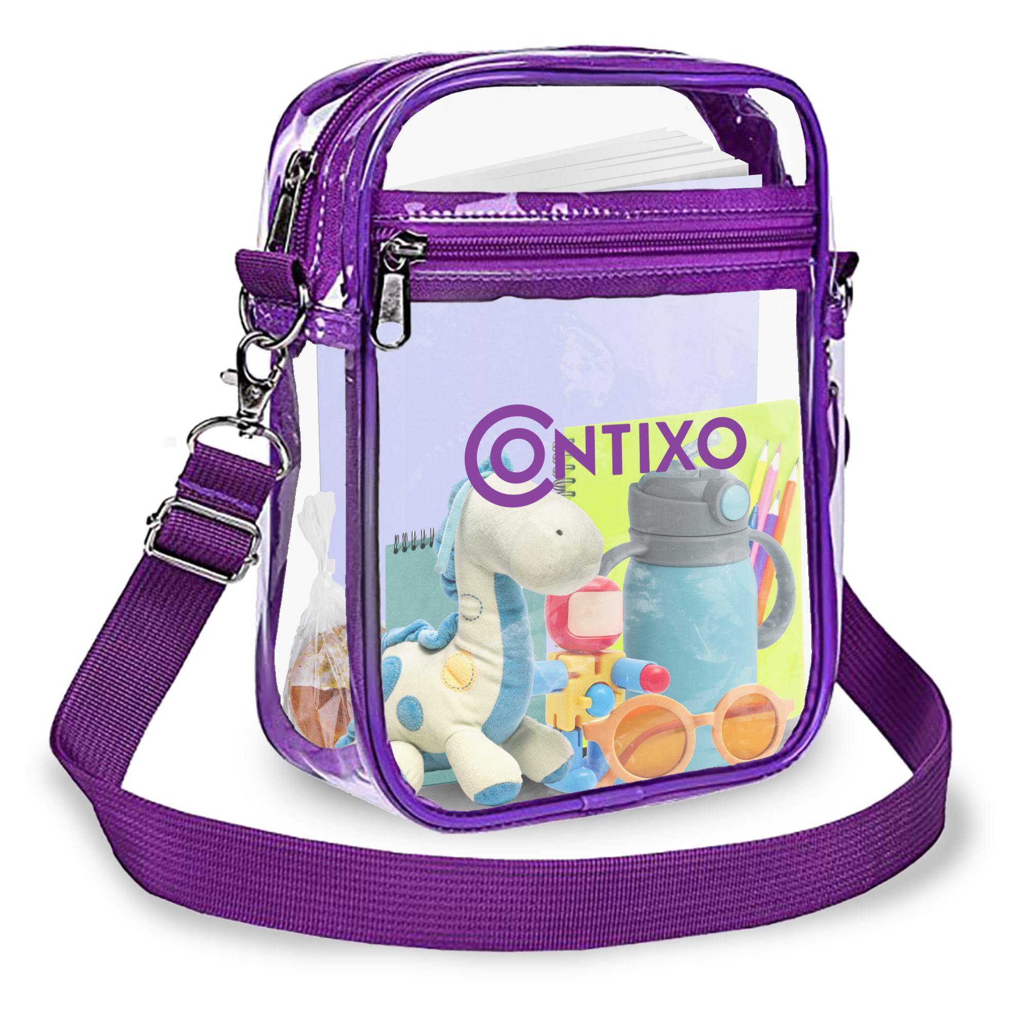 Contixo Clear Stadium Approved Crossbody Backpack - Purple | Waterproof & Lightweight for Concerts, Festivals, and Sporting Events