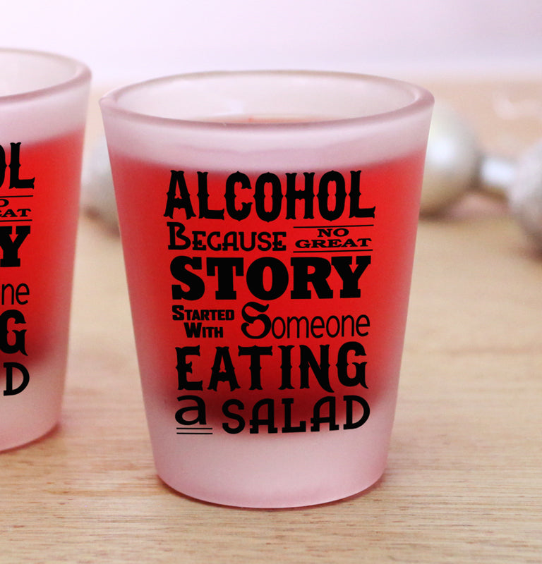 ALCOHOL Printed BarConic® Frosted Shot Glass - 2oz Premium Party Drinking Cups for Tequila, Vodka & Whiskey | Perfect for Home Bars, Bachelor Parties & Cocktail Events
