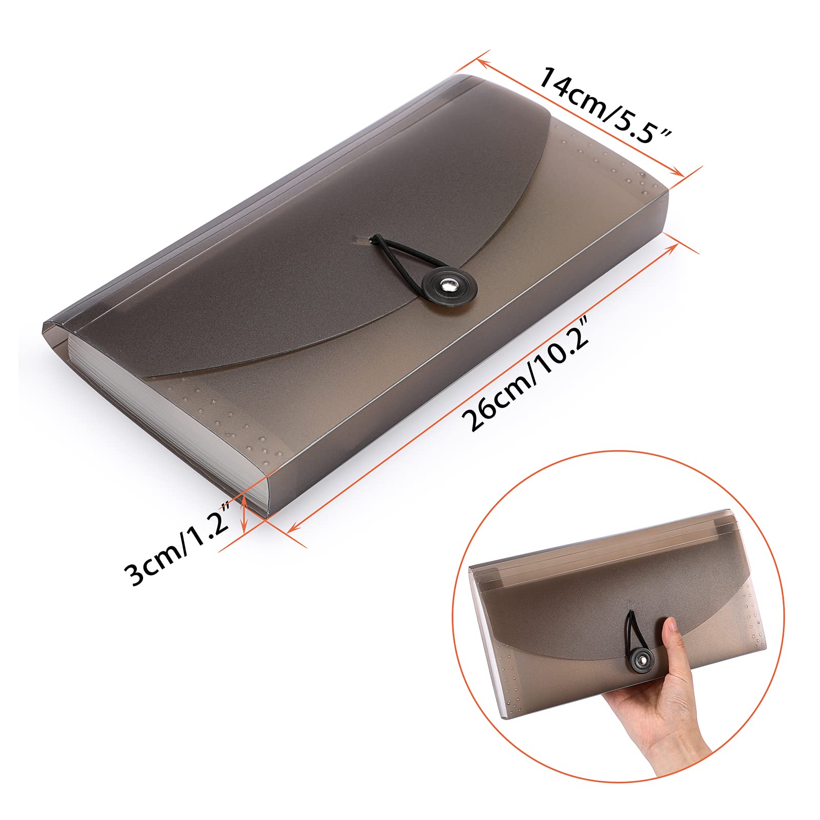 BTSKY 13-Pocket Expanding File Folder – Accordion Organizer for Cards, Tickets, Bills & Documents – Translucent Coffee Plastic Wallet Case – Perfect for Home, Office & School Organization