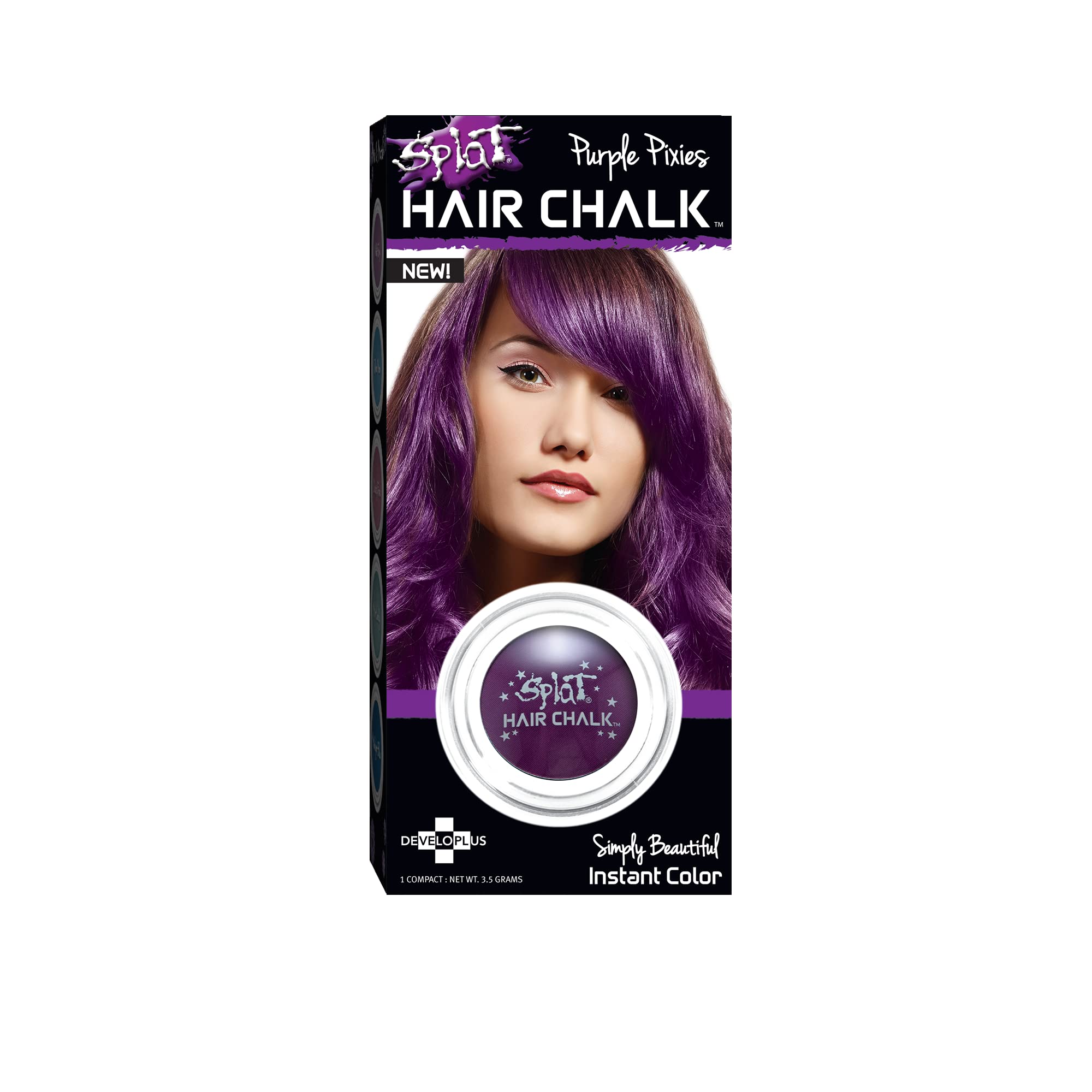 Splat Purple Pixies Hair Chalk - 1 Compact, Temporary & Washable Hair Color for Vibrant Streaks | Easy Glide-On, Cruelty-Free & Vegan | Perfect for Parties, Halloween & Creative Self-Expression