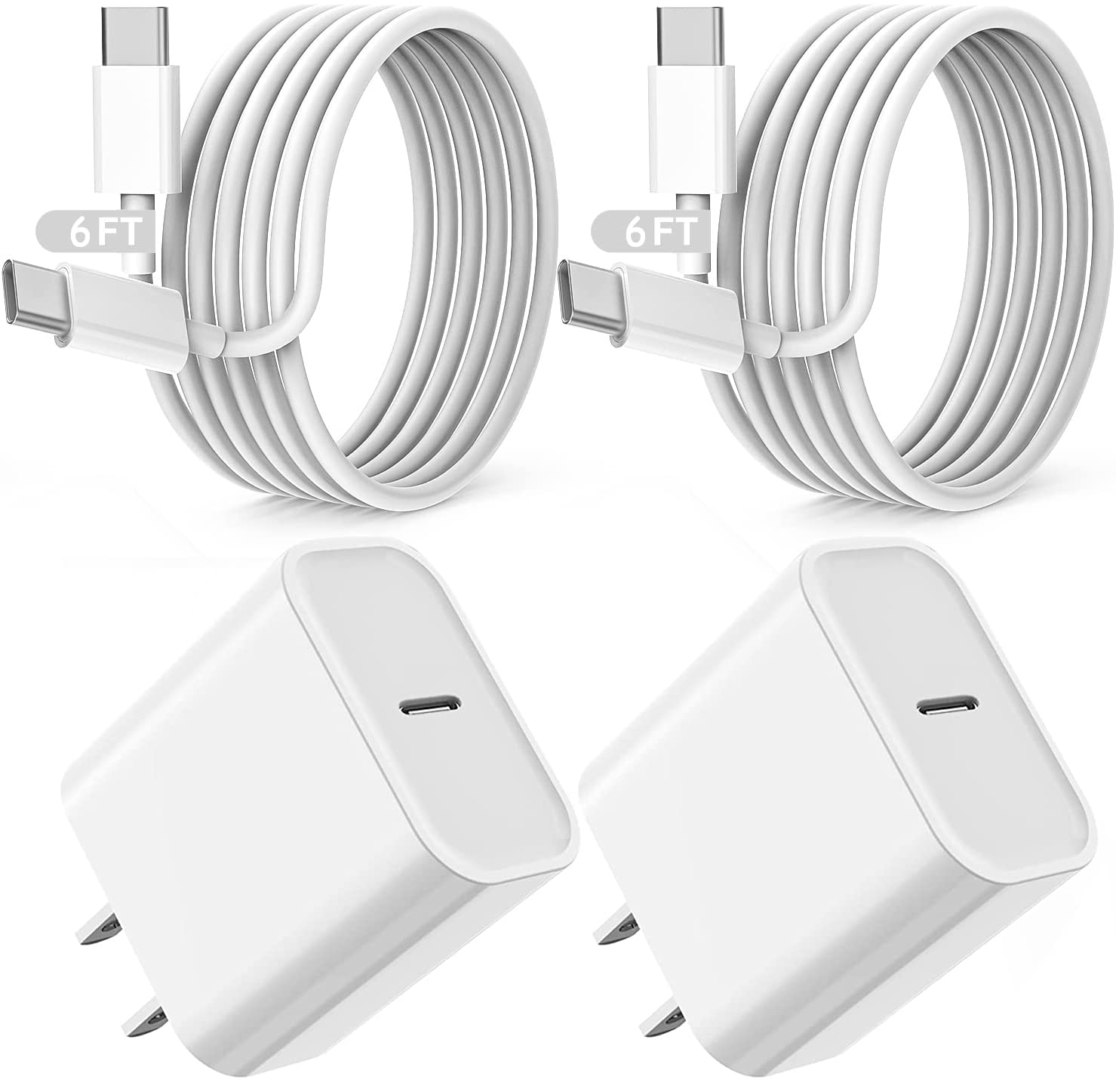 Fast Charging iPad Charger 2-Pack with 6ft USB C to C Cable - Compatible with iPad Pro 12.9/11, iPad Air 5th/4th, iPad Mini 6, iPad 10 - Quick Wall Charger Plug Adapter for Home, Office & Travel
