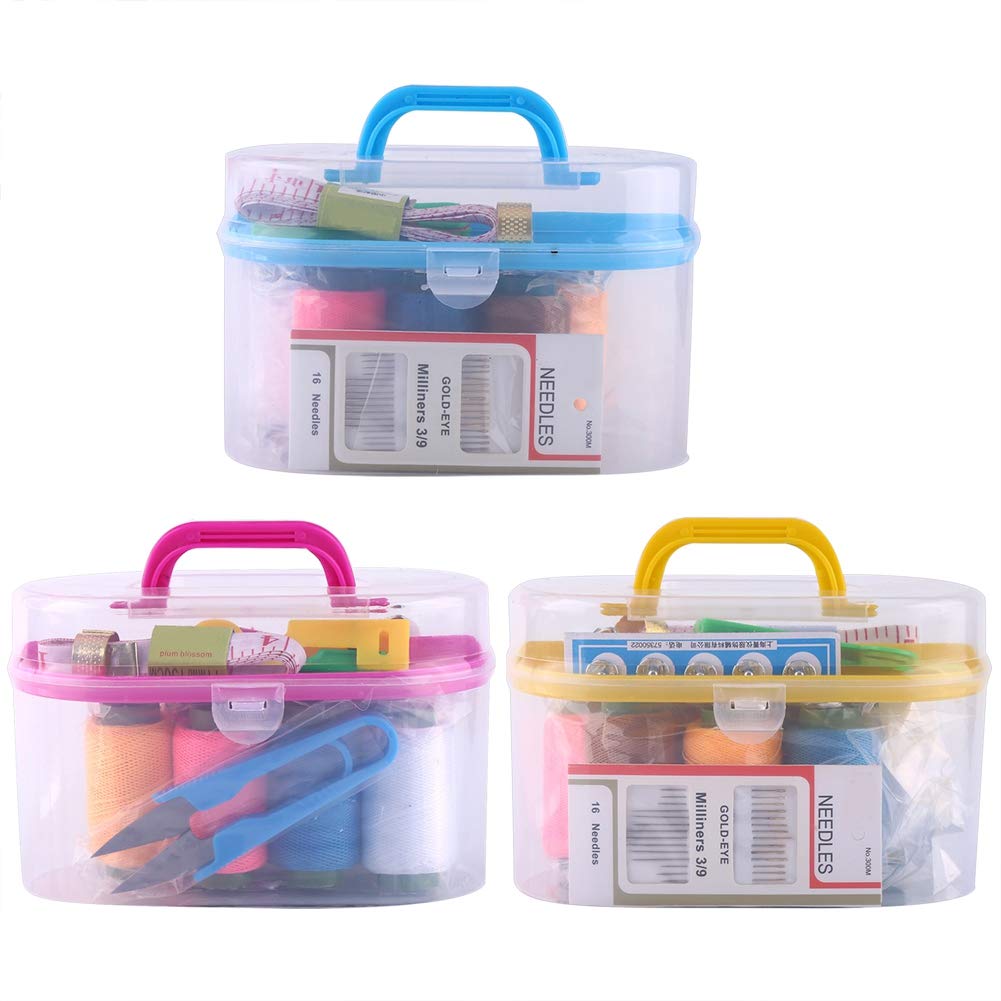 10-Piece Large Sewing Kit Tool Box with Needle, Threader, Tape Measure, Scissors & Thimble - Portable Sewing Supplies for Kids, Adults, Travel & Home Repairs (Red) - Perfect for DIY Projects, Emergency Fixes & Crafting