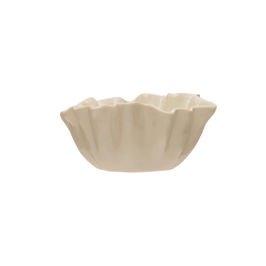 Creamy White Stoneware Fluted Bowl – Elegant Ceramic Serving Dish for Salads, Desserts & Entertaining | Perfect for Dinner Parties, Holidays & Home Decor