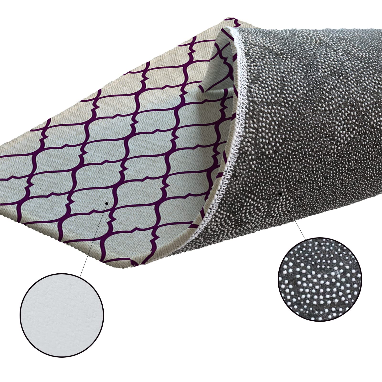 5' x 8' Large Moroccan Area Rug - Non-Slip Rectangular Rug for Living Room, Bedroom & Outdoor - Purple Burlap Textured Floor Mat | Boho Home Decor, Cozy Bedside Rug, Durable Carpet for High Traffic Areas