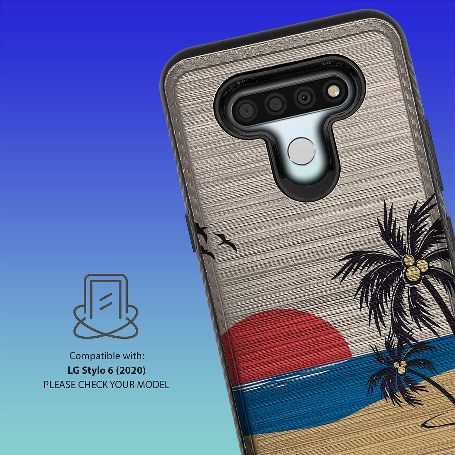 Premium Heavy Duty Armor Case for LG Stylo 6 - Brushed Matte Black with Sunset Accents | Shockproof Protective Cover | Perfect for Outdoor Adventures & Daily Use