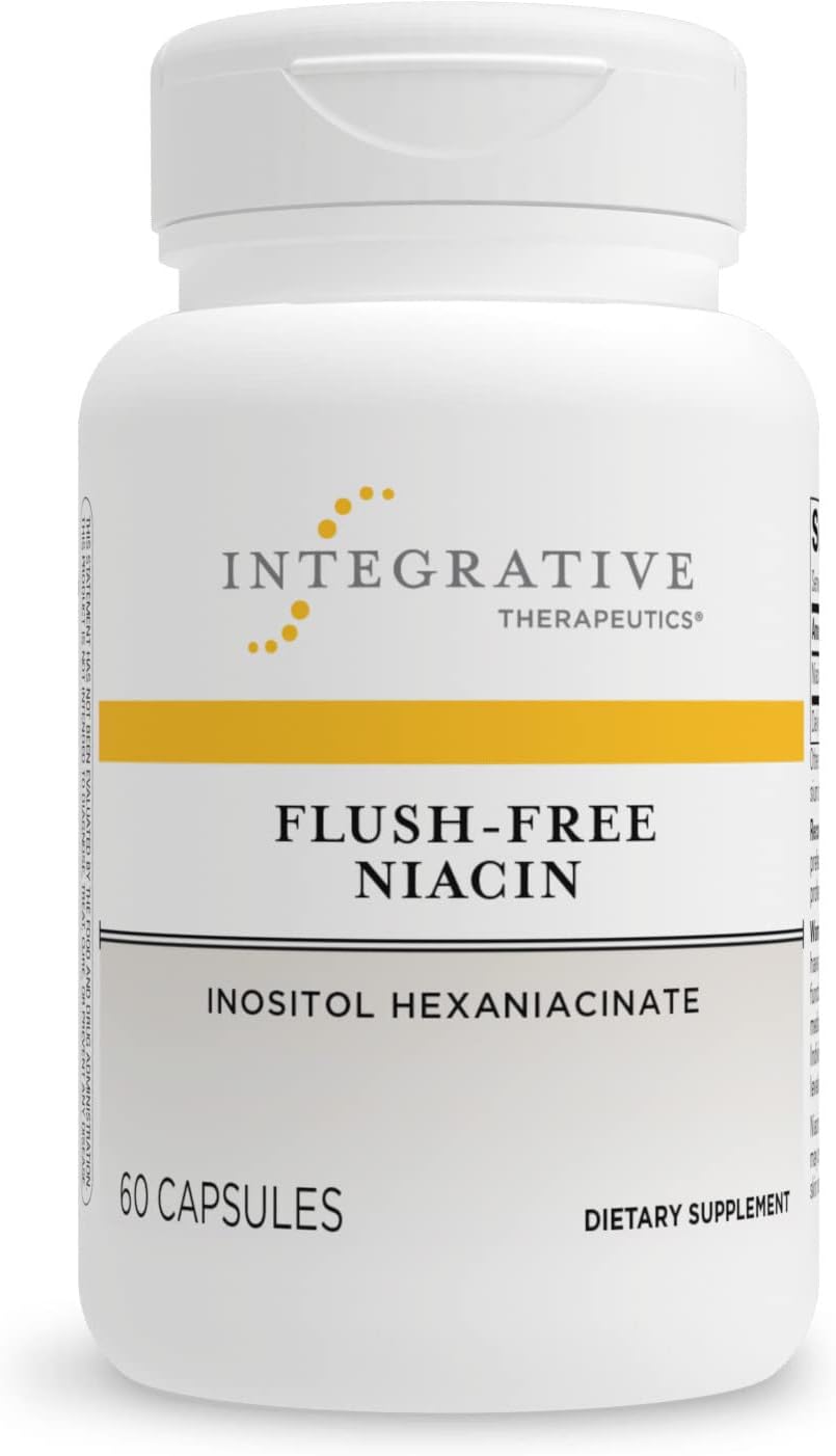 Integrative Therapeutics Flush Free Niacin Supplement - Non-Flushing Vitamin B3 for Heart Health & Cholesterol Support - Ideal for Daily Wellness & Cardiovascular Care