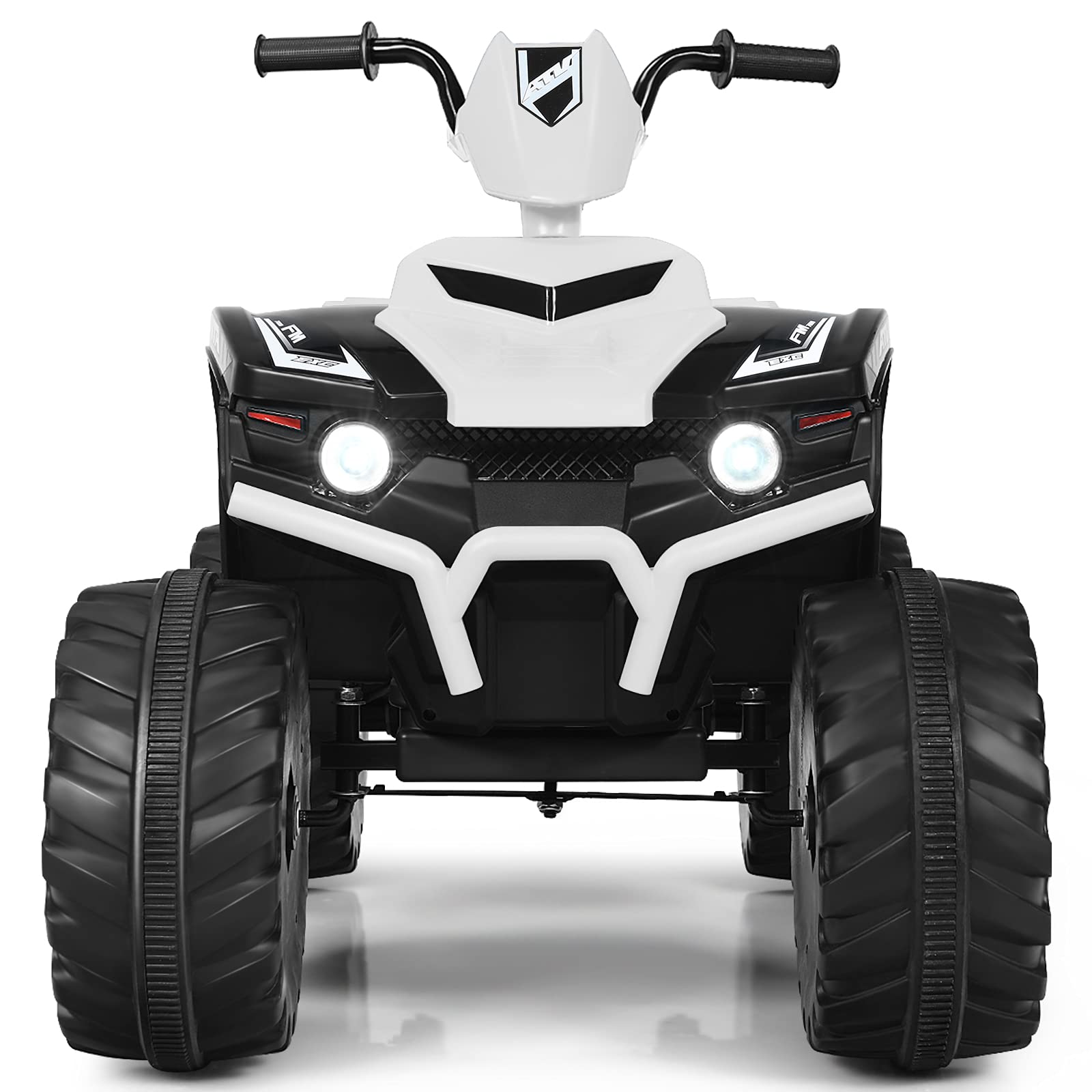 HONEY JOY 12V Kids Electric Ride On ATV Quad - 4-Wheeler Battery Powered Toddler Car with LED Headlights, 2 Speeds, Slow Start, Horn & Music - Safe Treaded Tires for Boys & Girls (White) | Perfect for Outdoor Play, Backyard Adventures & Birthday Gifts