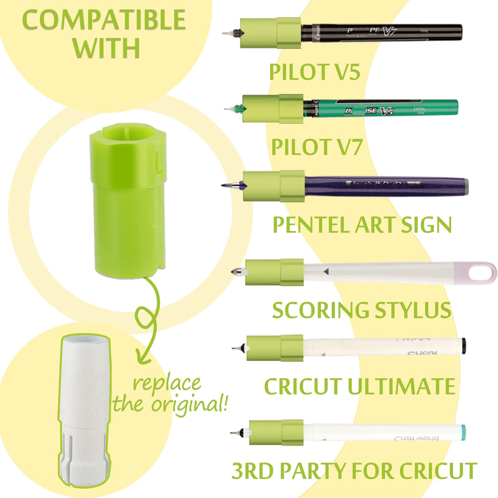 Premium Cricut Pen Adapter for Explore Air 3, Air 2, Maker 3 & Maker - 10 Pack Replacement Compatible with Cricut & Crayola Pens (Fine Line, Take Note Gel, Super Tips, Detailing Gel) - Perfect for DIY Crafts, Scrapbooking & Vinyl Cutting Projects