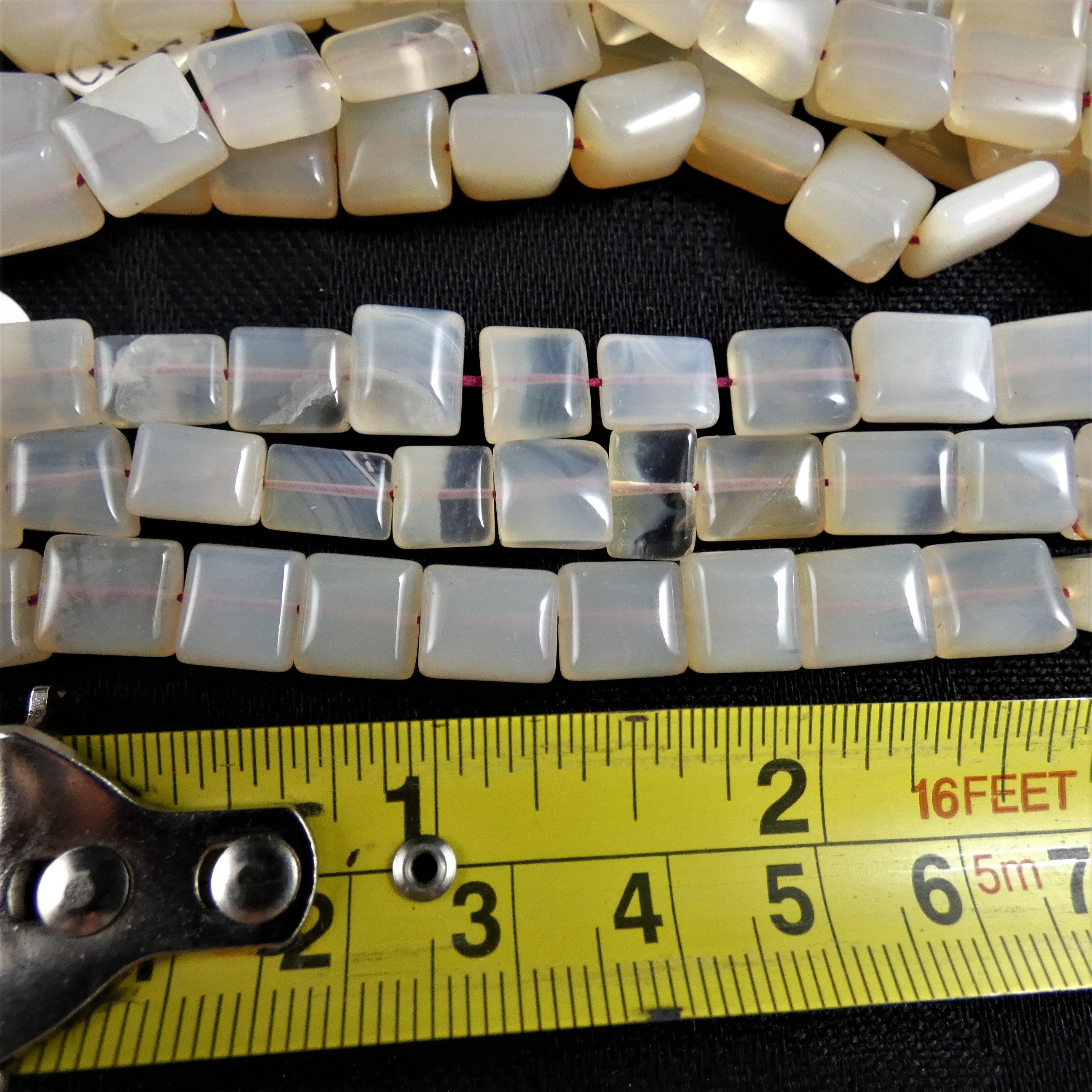 Natural Chalcedony Bead Strands - Small Square Gemstone Beads for Jewelry Making, DIY Crafts, Bracelets & Necklaces - Perfect for Boho, Handmade & Healing Crystal Designs