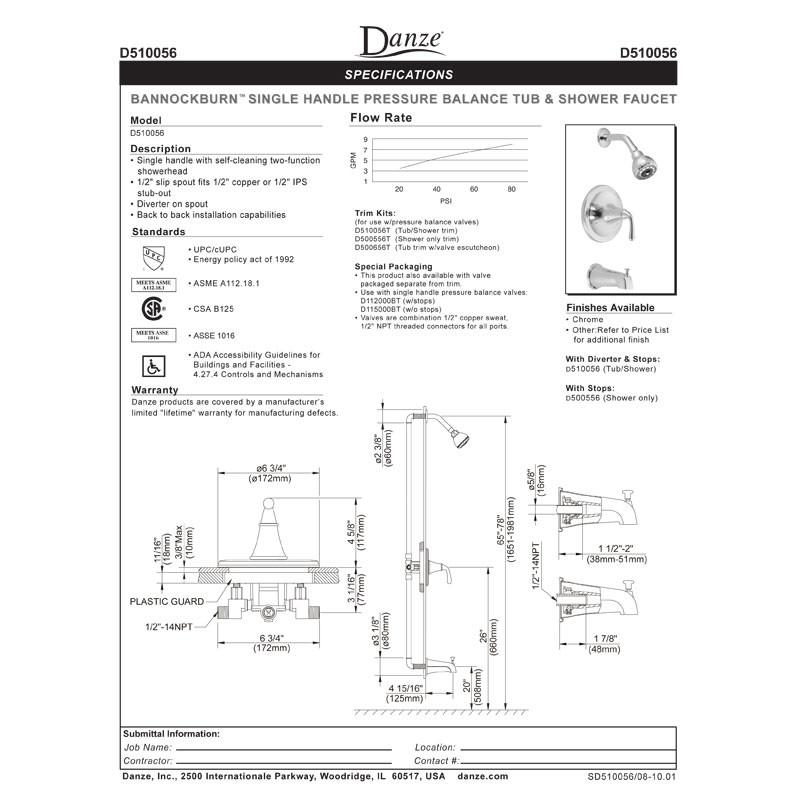 Danze Bannockburn Oil Rubbed Bronze Pressure Balance Single Handle Shower Faucet with Rough-In Valve - Perfect for Modern Bathroom Renovations and Spa-Like Shower Experiences