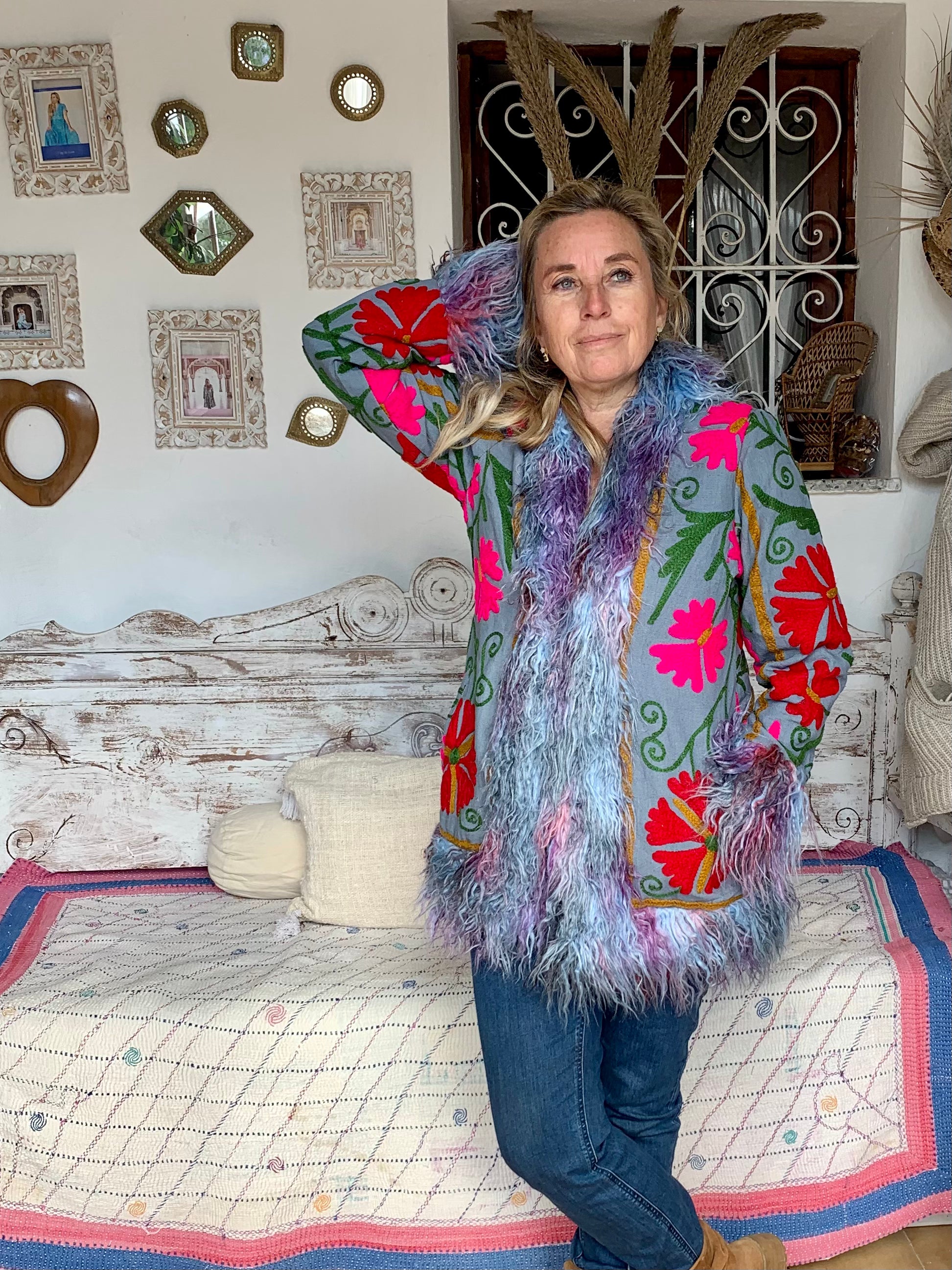 Boho Gypsy Ibiza Jacket for Women - Lightweight Embroidered Floral Kimono Cover Up - Perfect for Beach, Festival, and Summer Outfits