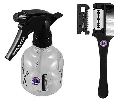 Ear Lobe & Hair Cutting Combo Kit - Professional Spray Bottle (No-4898) and Razor Comb (No-8888) for Precise Hair Styling - Perfect for Salon, Barber Shop & Home Haircut Use