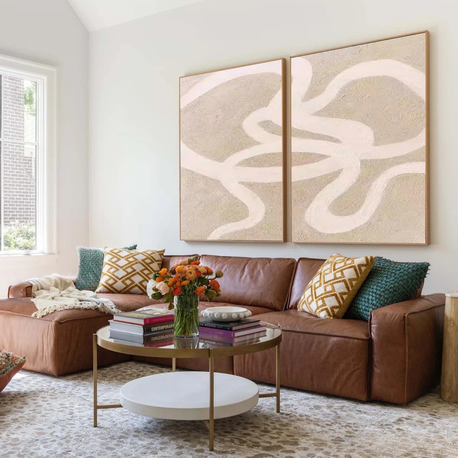 Abstract Painting Set of 2 - Modern Wall Art Canvas Prints #AB405 for Living Room, Bedroom & Office Decor