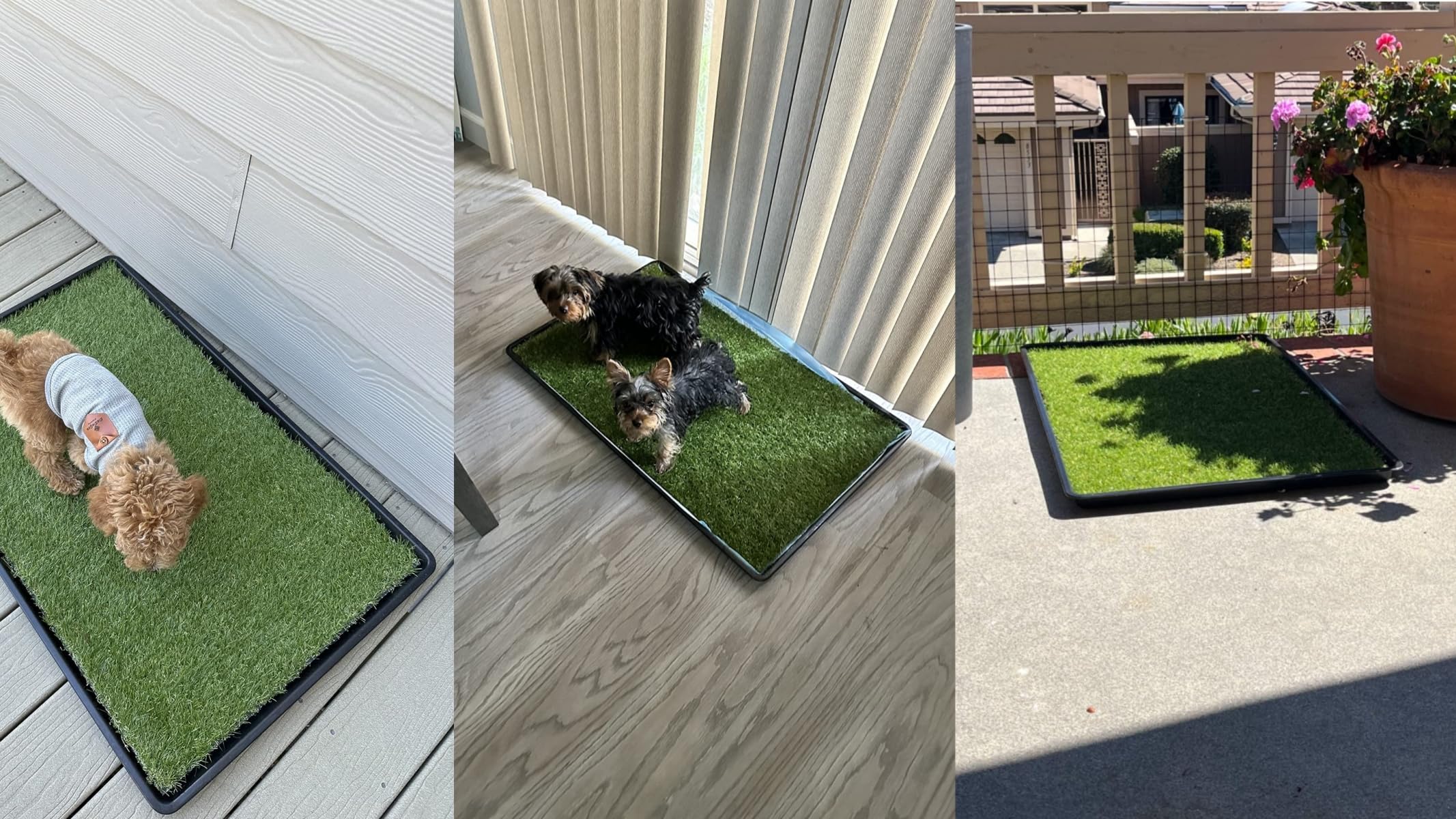 Premium Large Dog Grass Pad with Tray - 3-Pack Realistic Fake Grass (41.4
