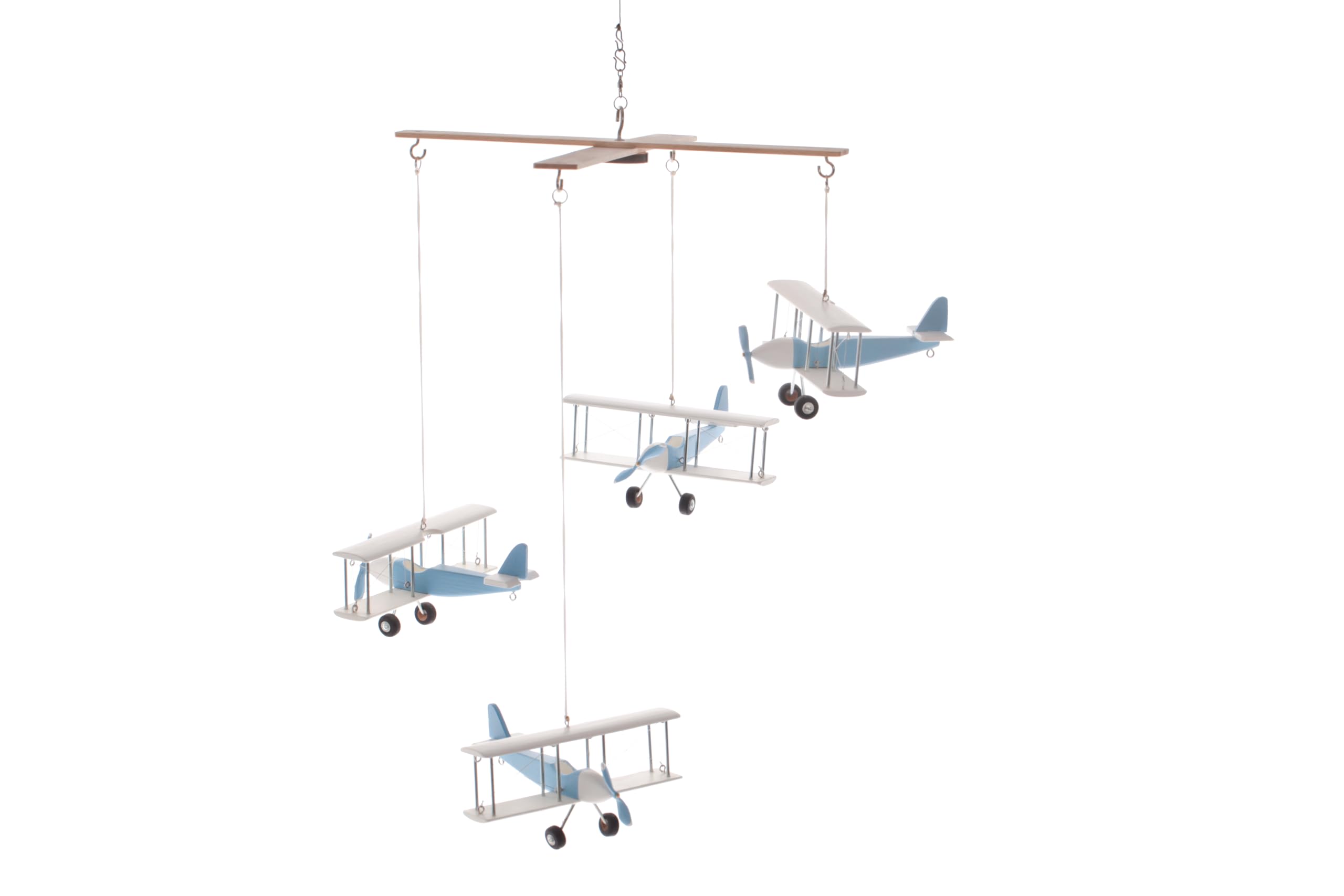 Wooden Airplane Hanging Mobile - Sky Blue Nursery Decor for Baby Boys, Travel-Themed Kids Room Hanging Ornament | Perfect for Baby Showers, Gender Reveals & Nursery Wall Decor