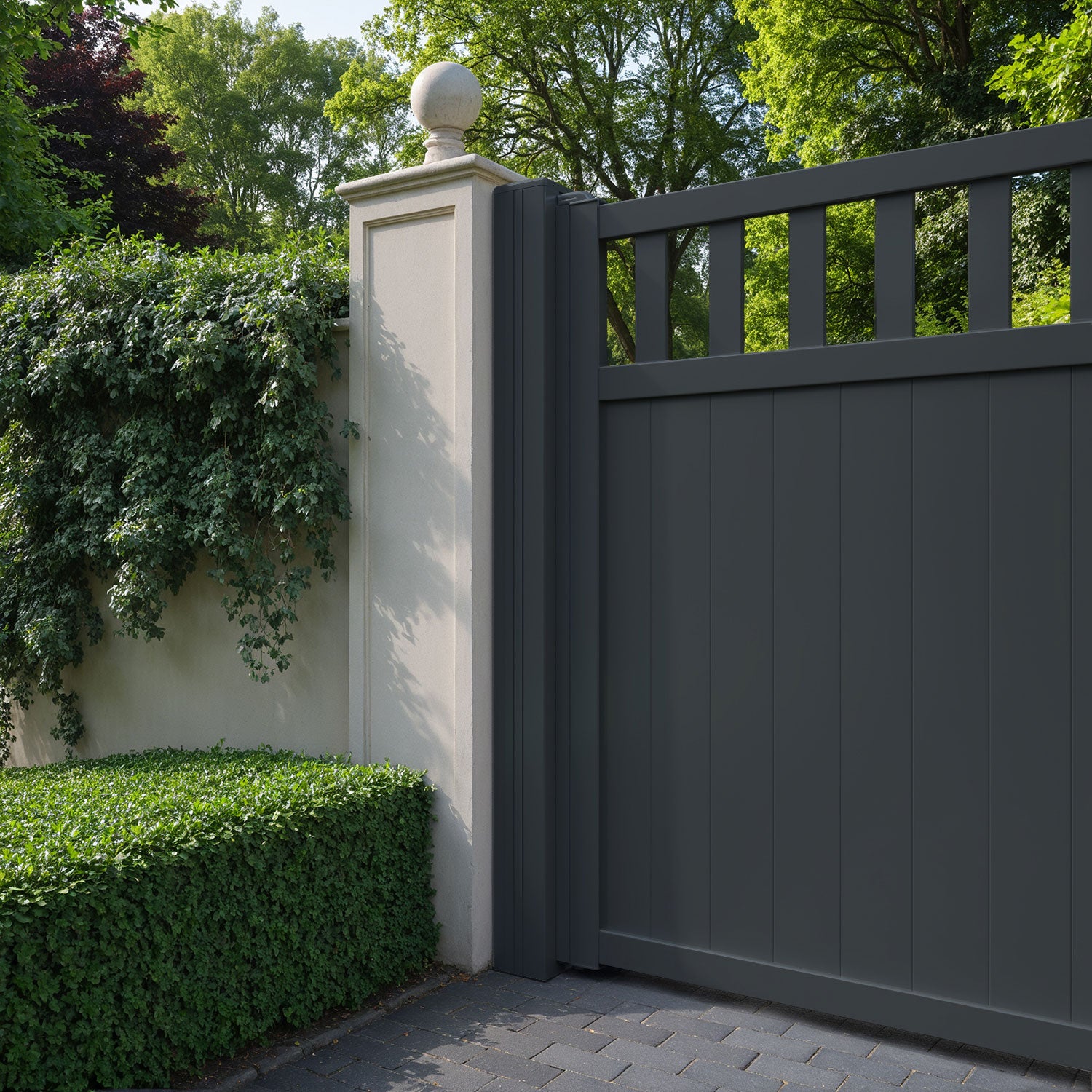 Ashfield Aluminum Sliding Driveway Gate - Low Profile, Middle Drive - Perfect for Residential & Commercial Security