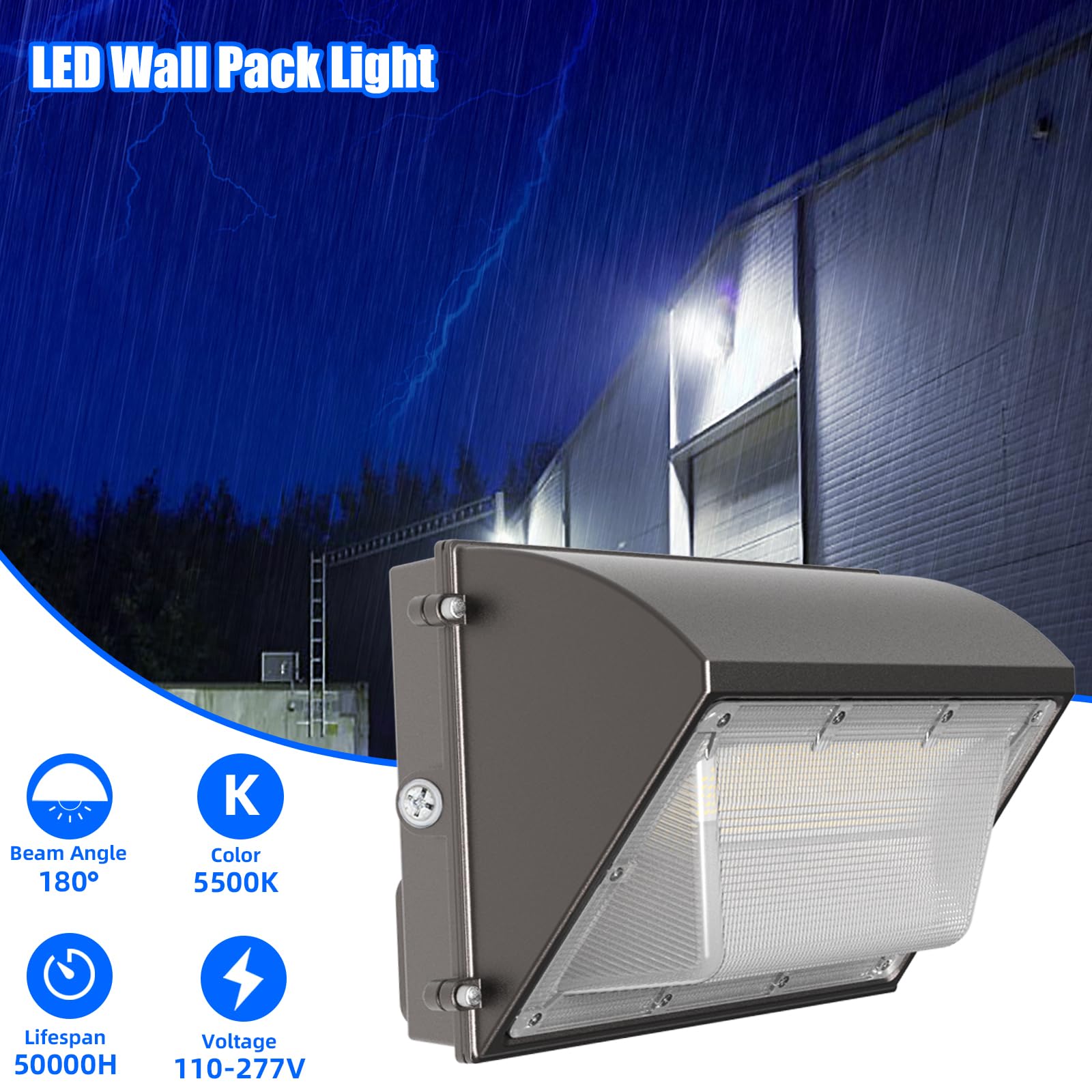 150W LED Wall Pack Light - 18000 Lumens, 5700K Daylight White - Dusk to Dawn Photocell Sensor - Outdoor Security Lighting for Warehouse, Parking Lot, and Building Exteriors