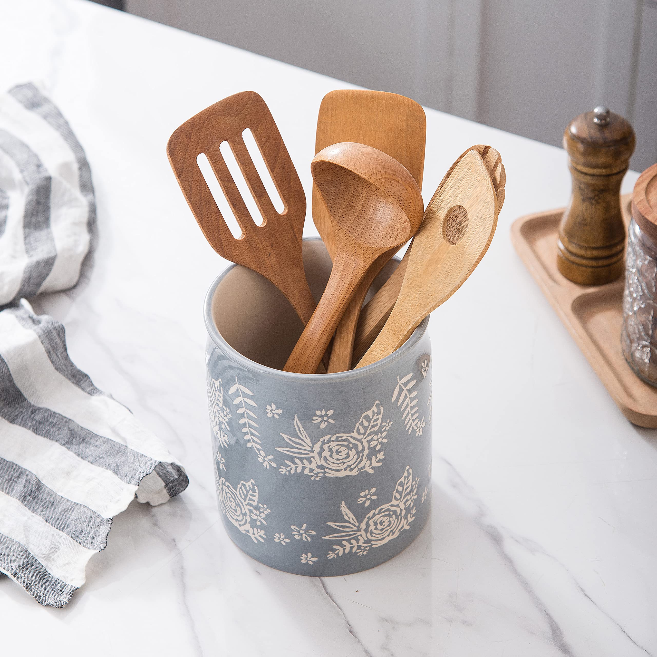 Wisenvoy Kitchen Utensil Holder - Countertop Organizer for Cooking Utensils, Spoons & Spatulas - Perfect for Kitchen Counter, Stove or Dining Table Storage