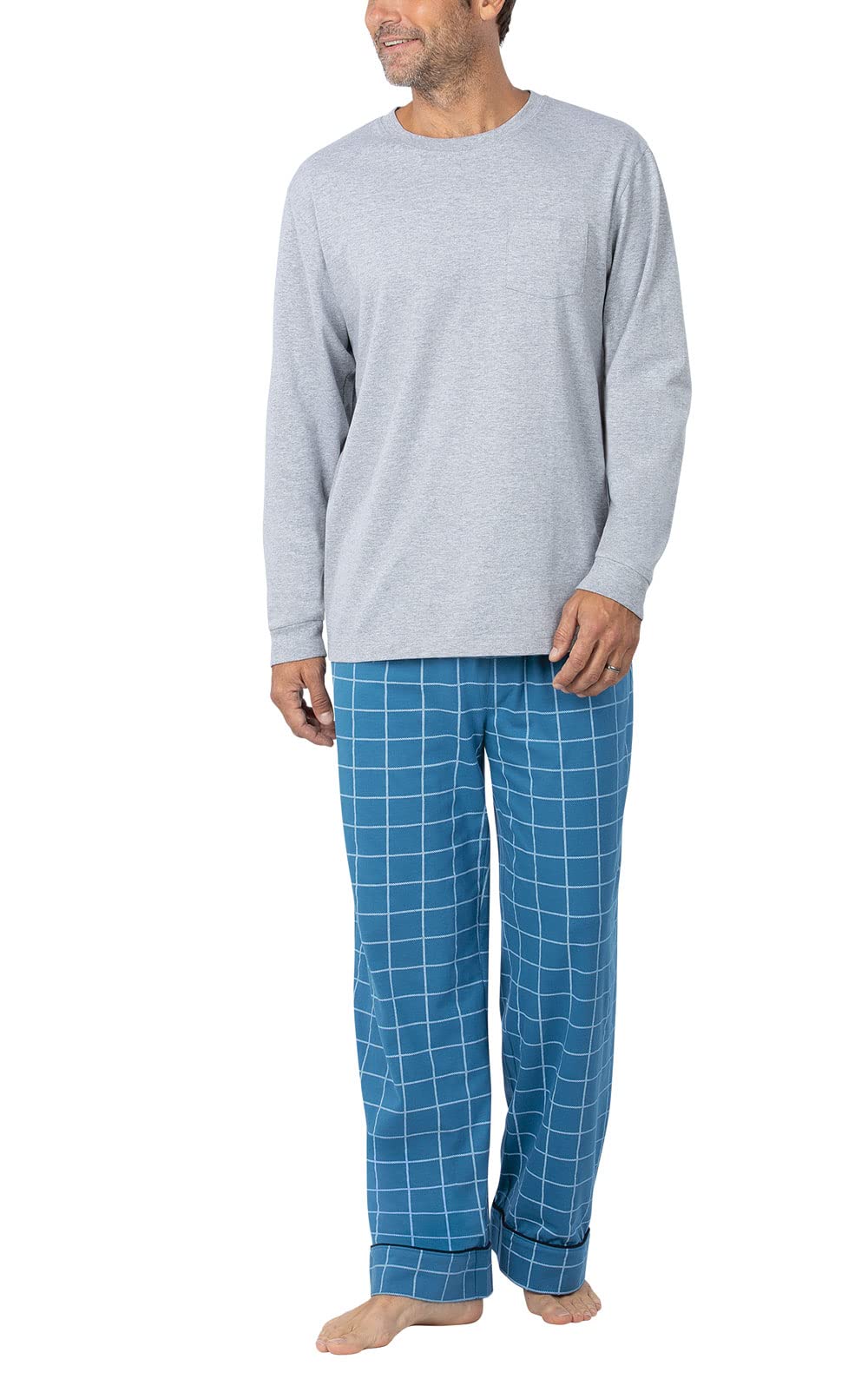 PajamaGram Men's Plaid Pajama Set - 100% Cotton Soft Sleepwear for Men | Cozy Lounge & Sleep Comfort