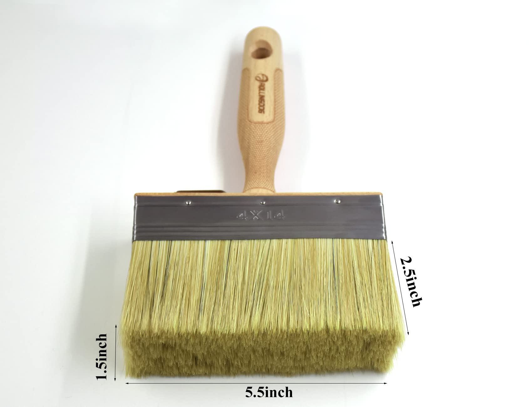 ROLLINGDOG 5.5 Inch Deck Stain Brush - Premium Limewash & Paint Brush with Wooden Handle for Wood, Fence, Floor, Wall Painting - Perfect for Deck Staining, Exterior Wood Finishing & DIY Home Projects